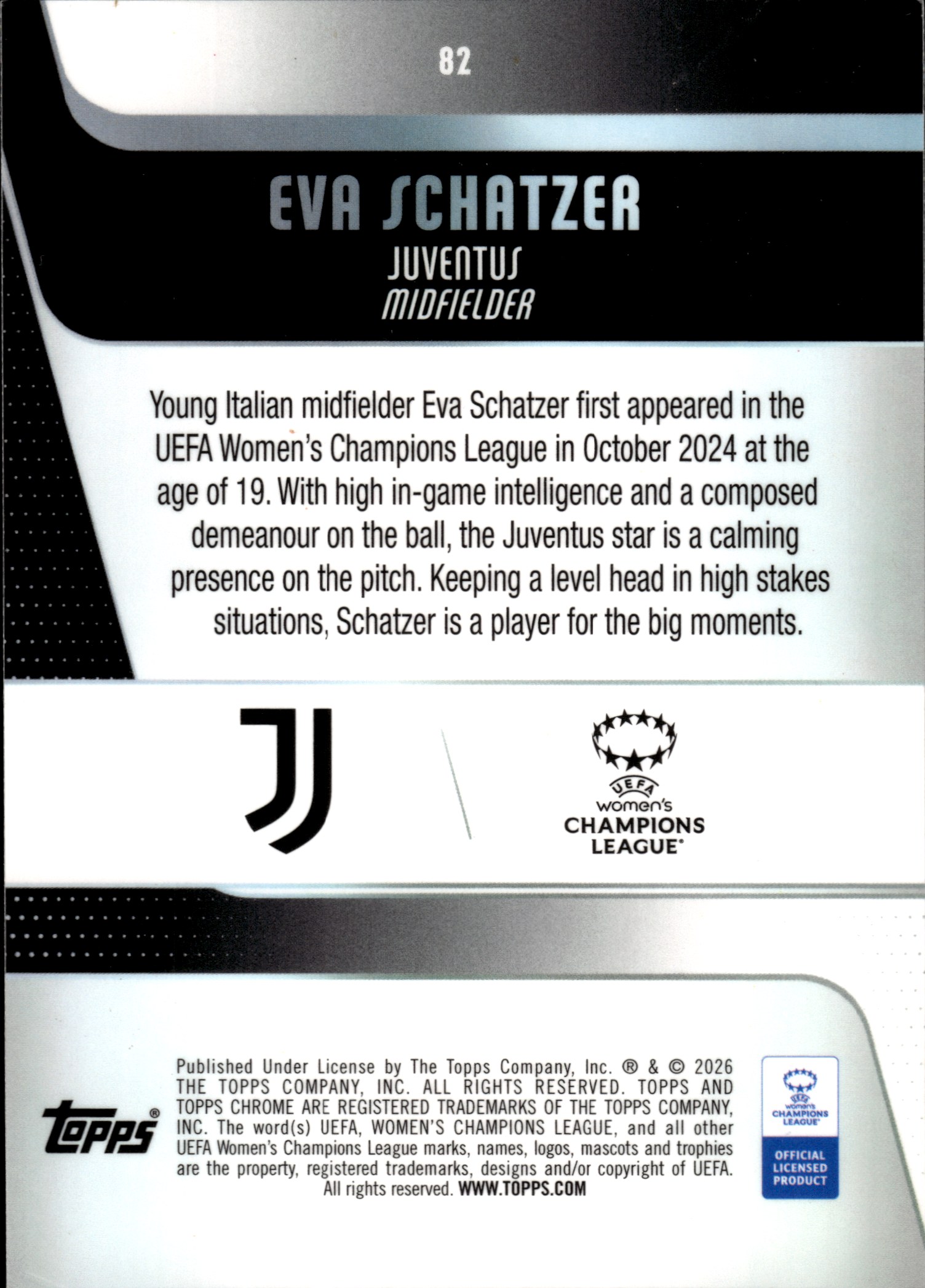 Eva Schatzer - Topps Chrome UEFA Women's Champions League Future Stars 2025-26, Nr. 82 – Nummeriert, Aqua Refractor, Insert