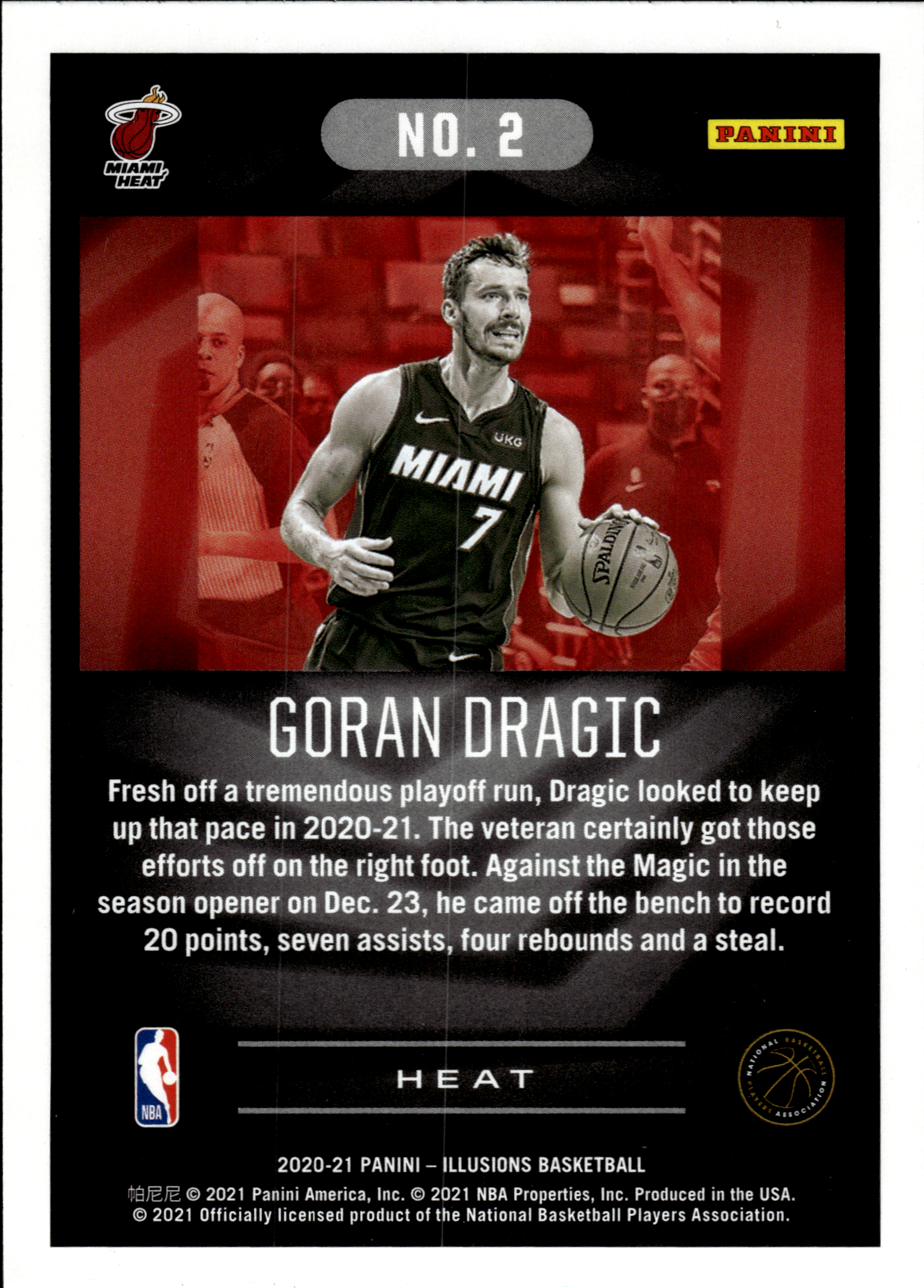 Goran Dragic - Panini Illusions Base Set 2020-21, Nr. 2 – Trophy Collection Orange
