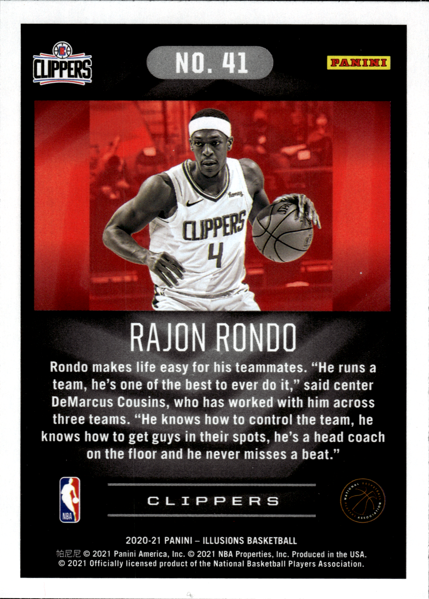 Rajon Rondo - Panini Illusions Base Set 2020-21, Nr. 41