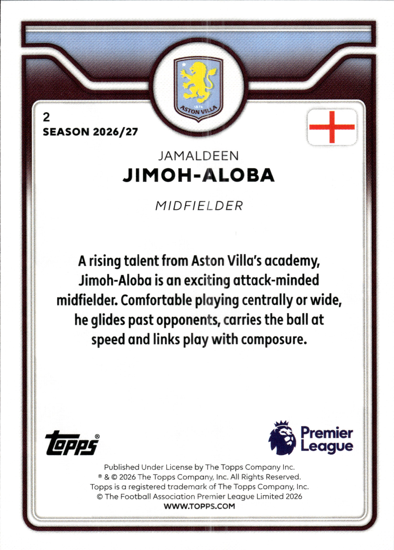Jamaldeen Jimoh-Aloba - Topps Flagship Premier League Future Stars 2026-27, Nr. 2