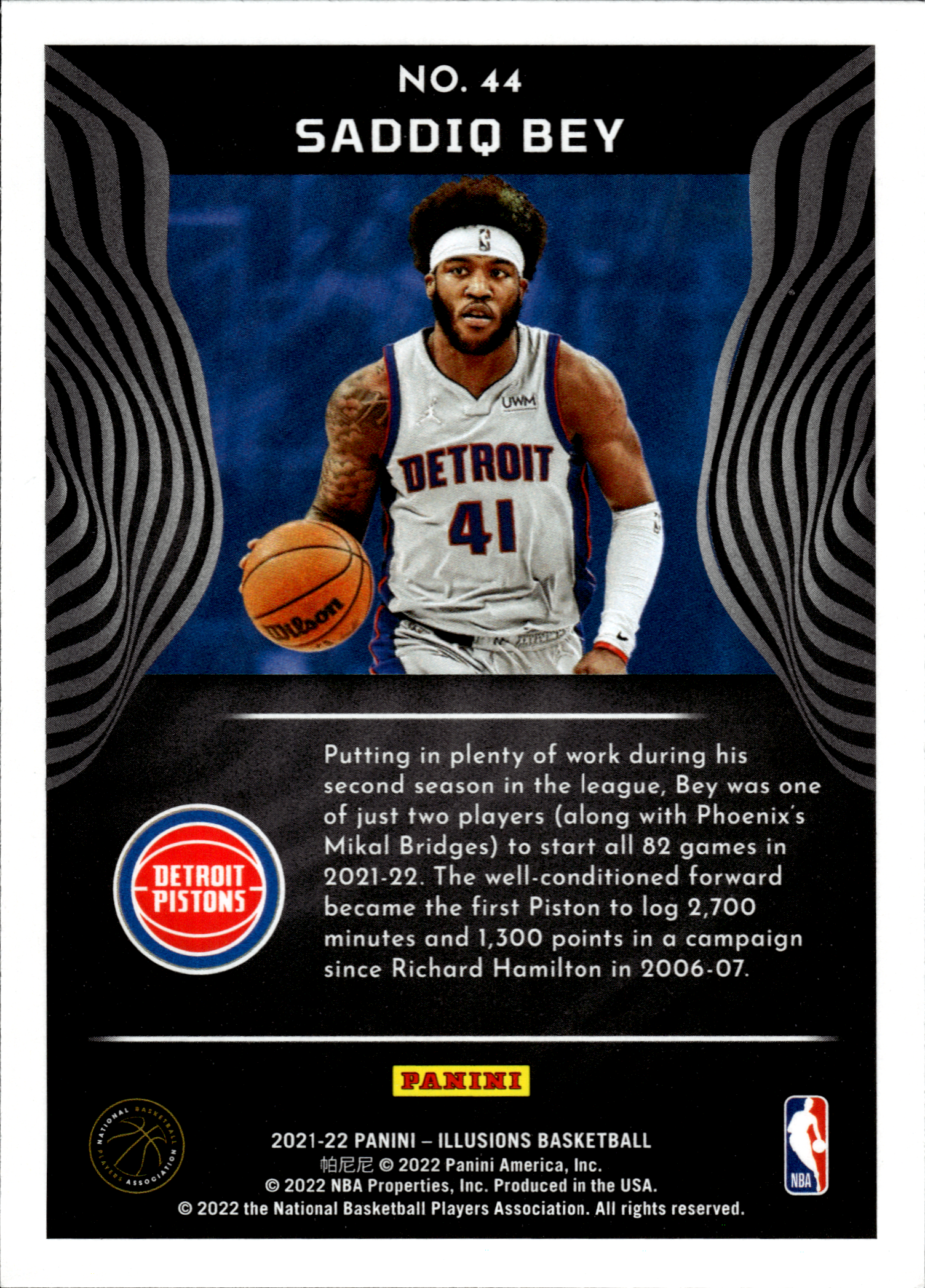 Saddiq Bey - Panini Illusions Base Set 2021-22, Nr. 44