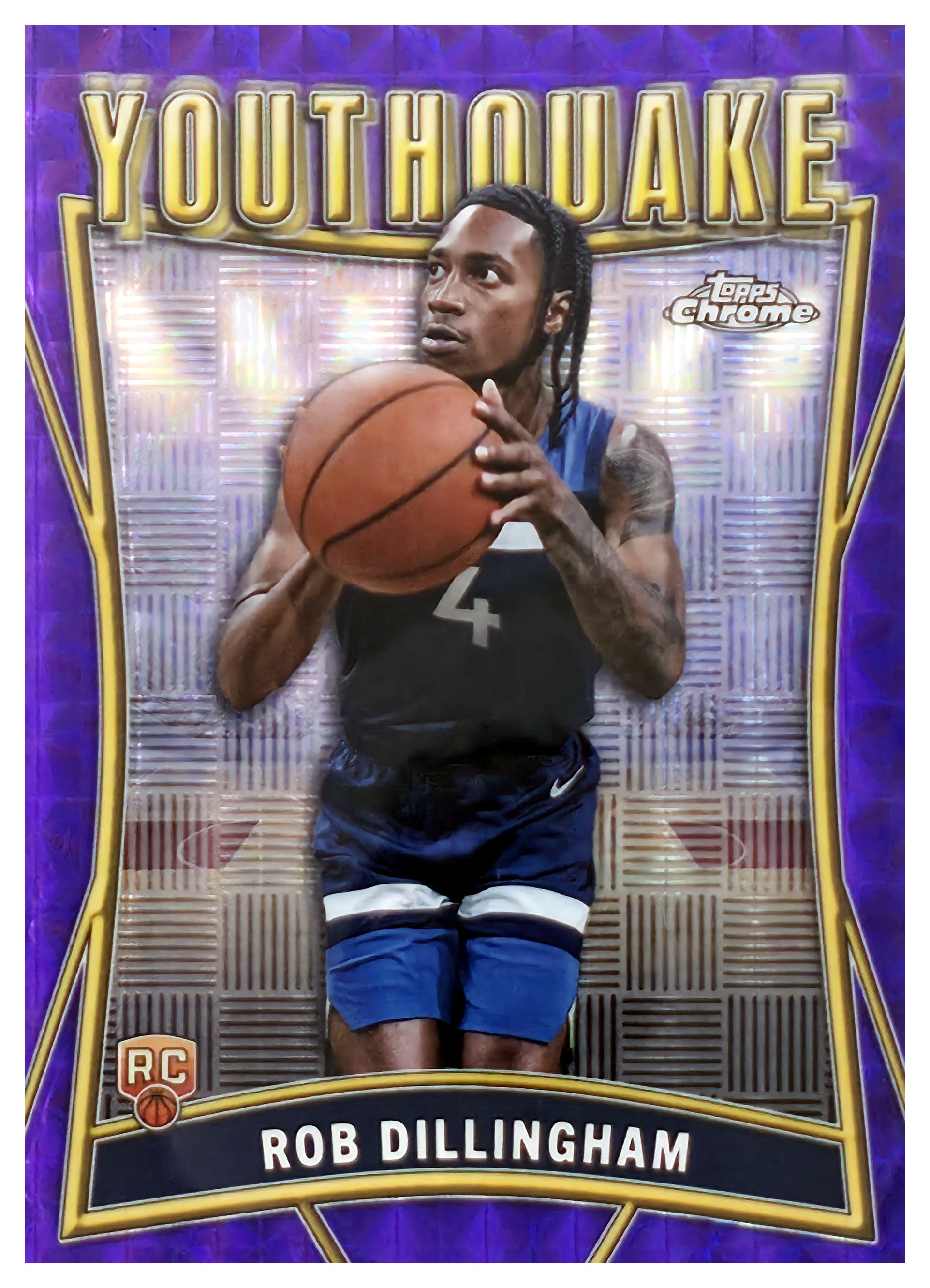Rob Dillingham - Topps Chrome Youthquake 2024-25, Nr. YQ-6 – Rookie Card, Purple Geometric Refractor (Art.-Nr. SG109087)