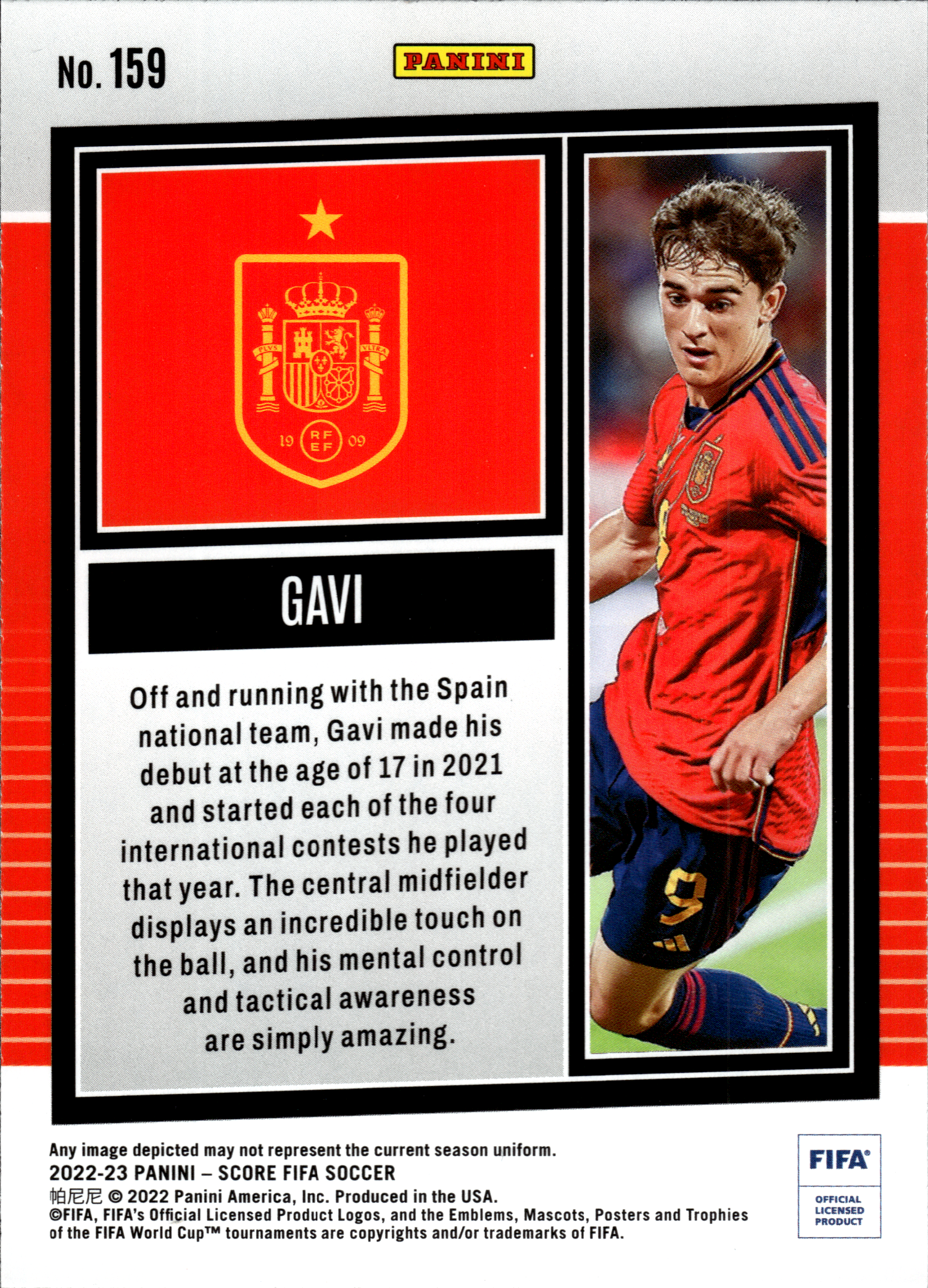 Gavi - Panini Score FIFA Soccer 2022-23, Nr. 159