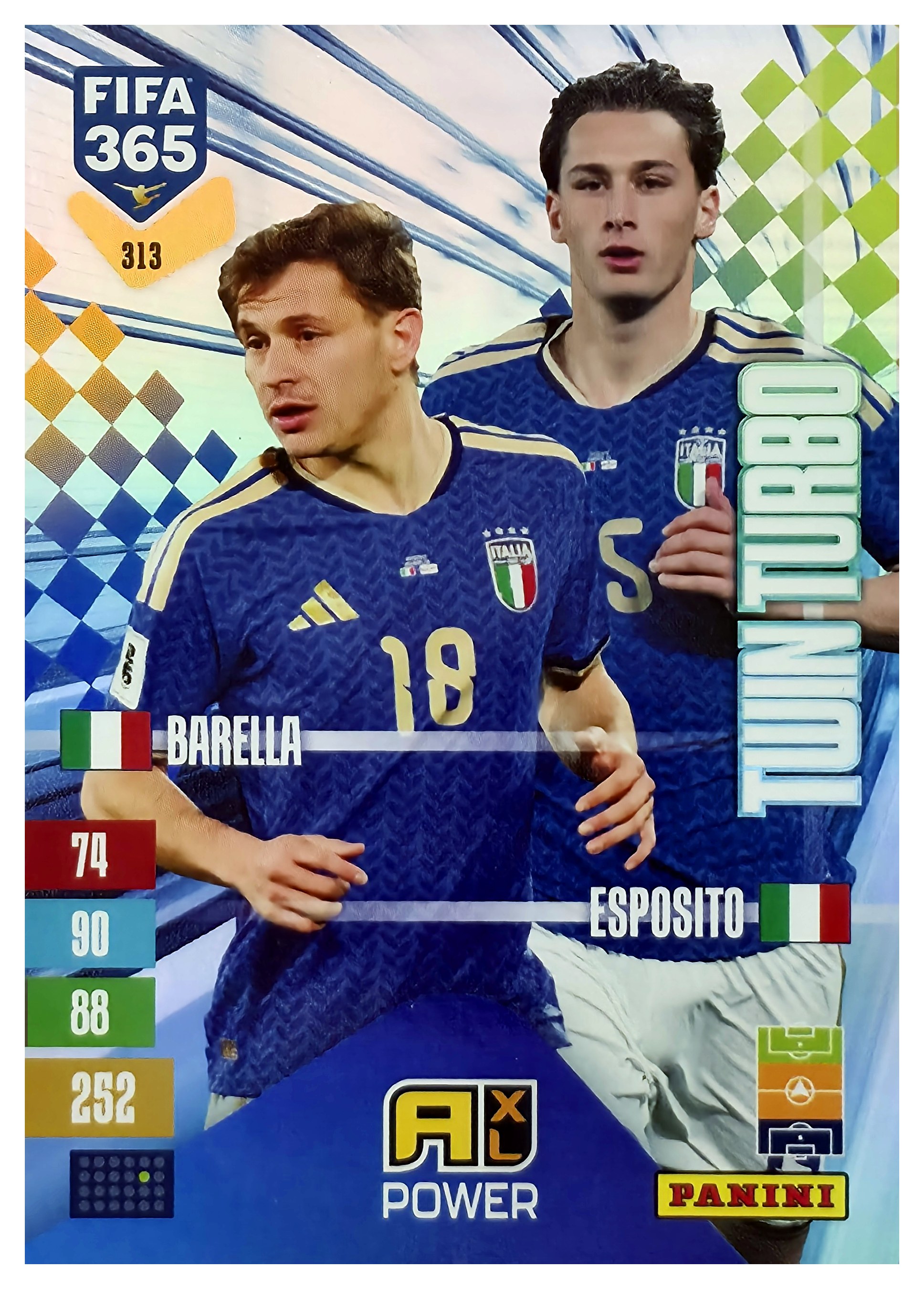 Nicolò Barella / Francesco Pio Esposito - Panini Adrenalyn XL FIFA 365 Twin Turbo 2026-27, Nr. 313 – Insert (Art.-Nr. SG110696)