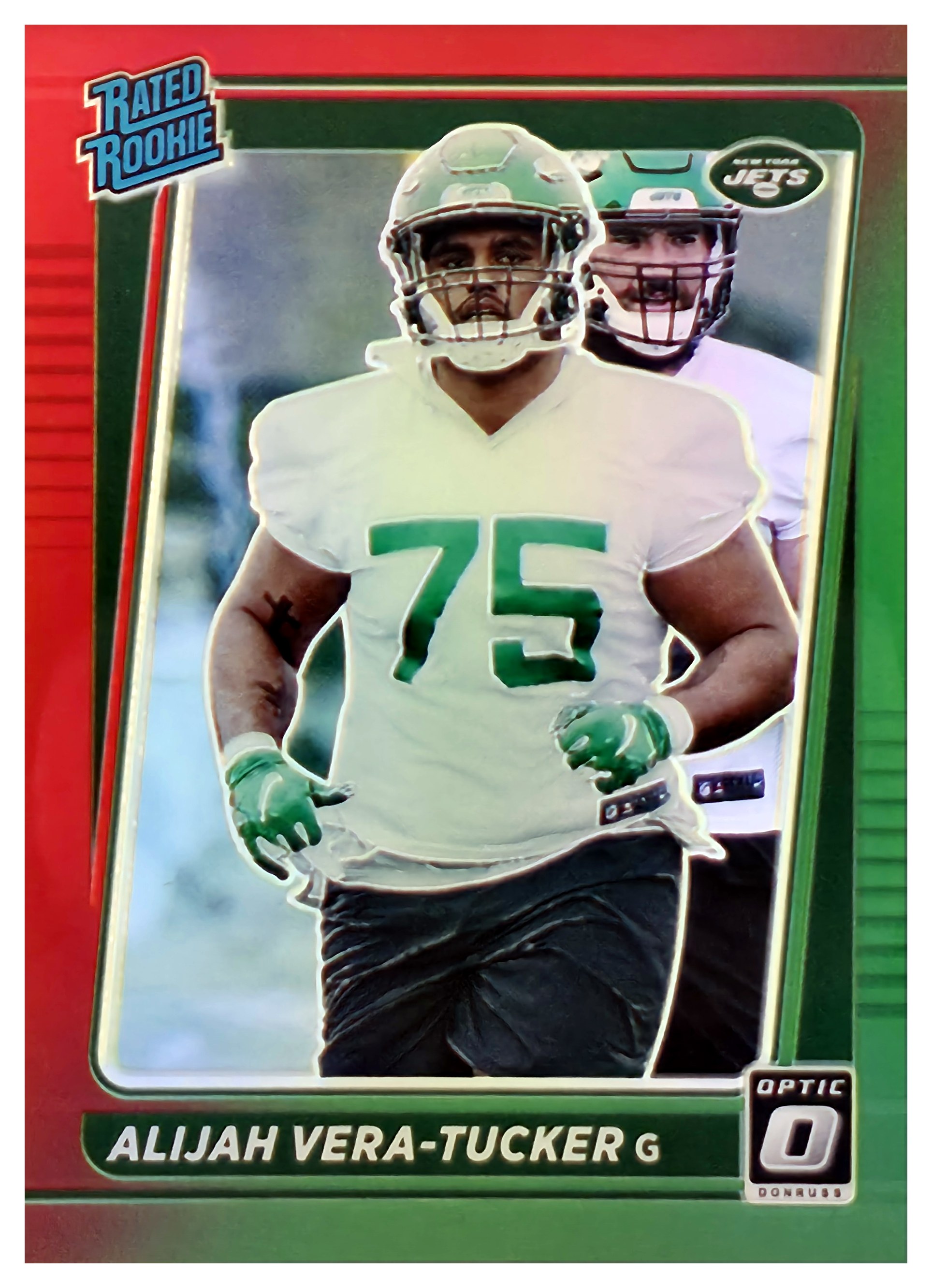 Alijah Vera-Tucker - Panini Donruss Optic Rated Rookie Preview 2021, Nr. P-333 – Rookie Card, Red and Green (Art.-Nr. SG108682)