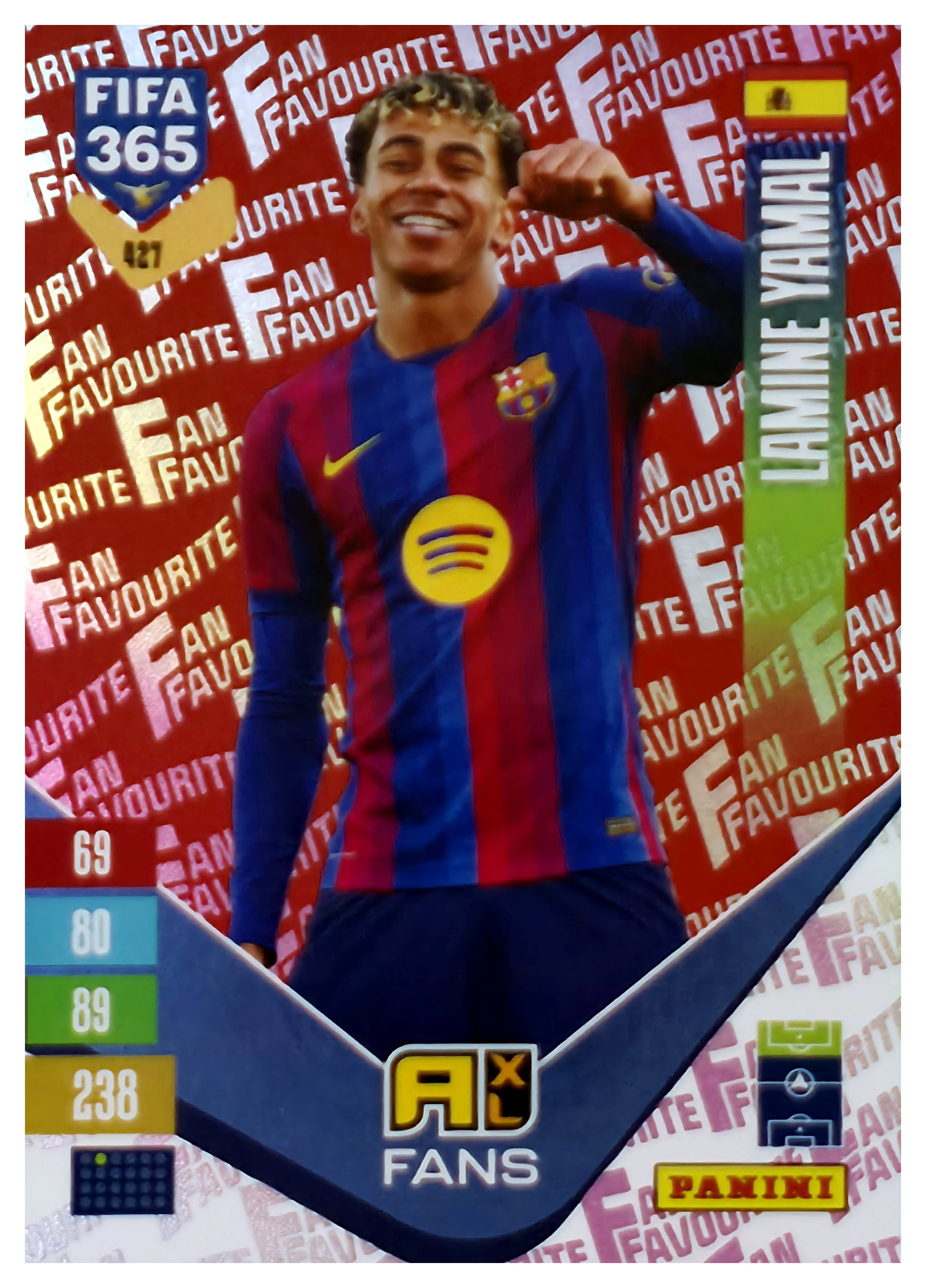 Lamine Yamal - Panini Adrenalyn XL FIFA 365 Fan Favourites 2026-27, Nr. 427 – Red, Insert (Art.-Nr. SG110602)