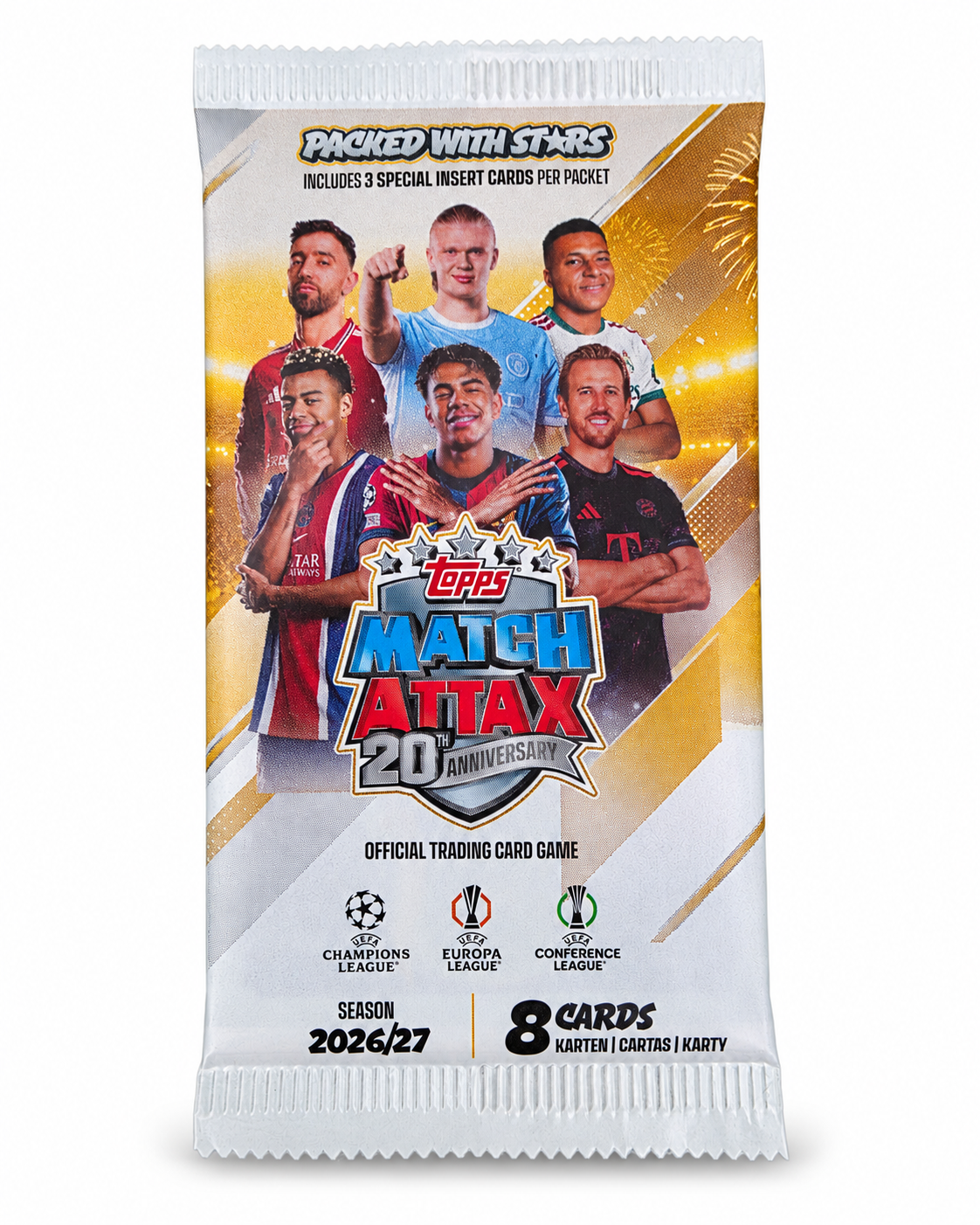 Topps Match Attax UEFA Club Competitions 2026/2027 Booster – ungeöffnetes Päckchen mit 8 Karten