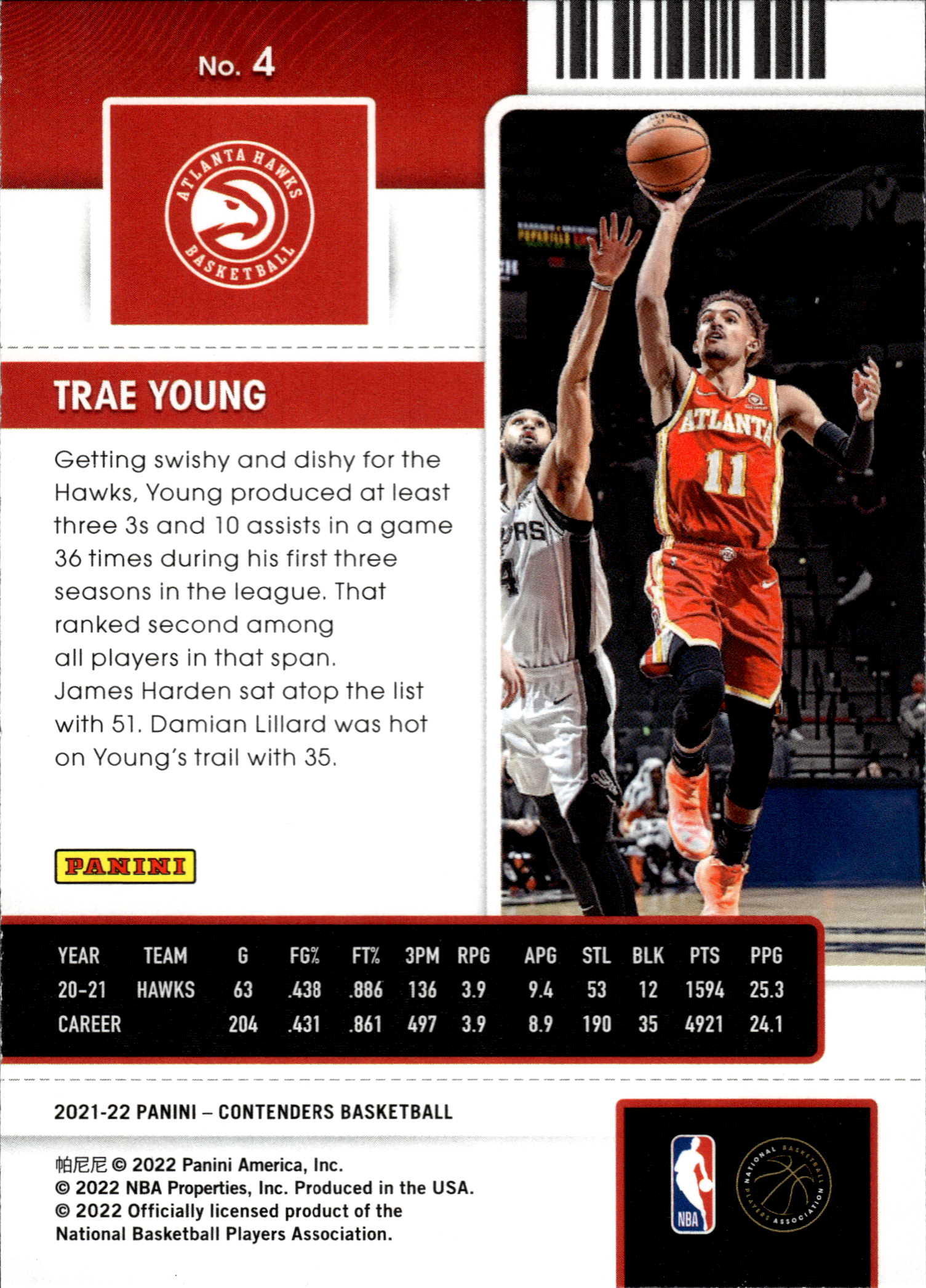 Trae Young - Panini Contenders Season Ticket 2021-22, Nr. 4