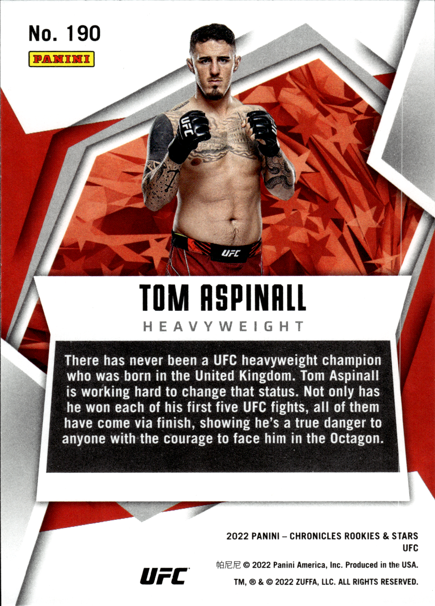 Tom Aspinall - Panini Chronicles UFC Rookies & Stars 2022, Nr. 190
