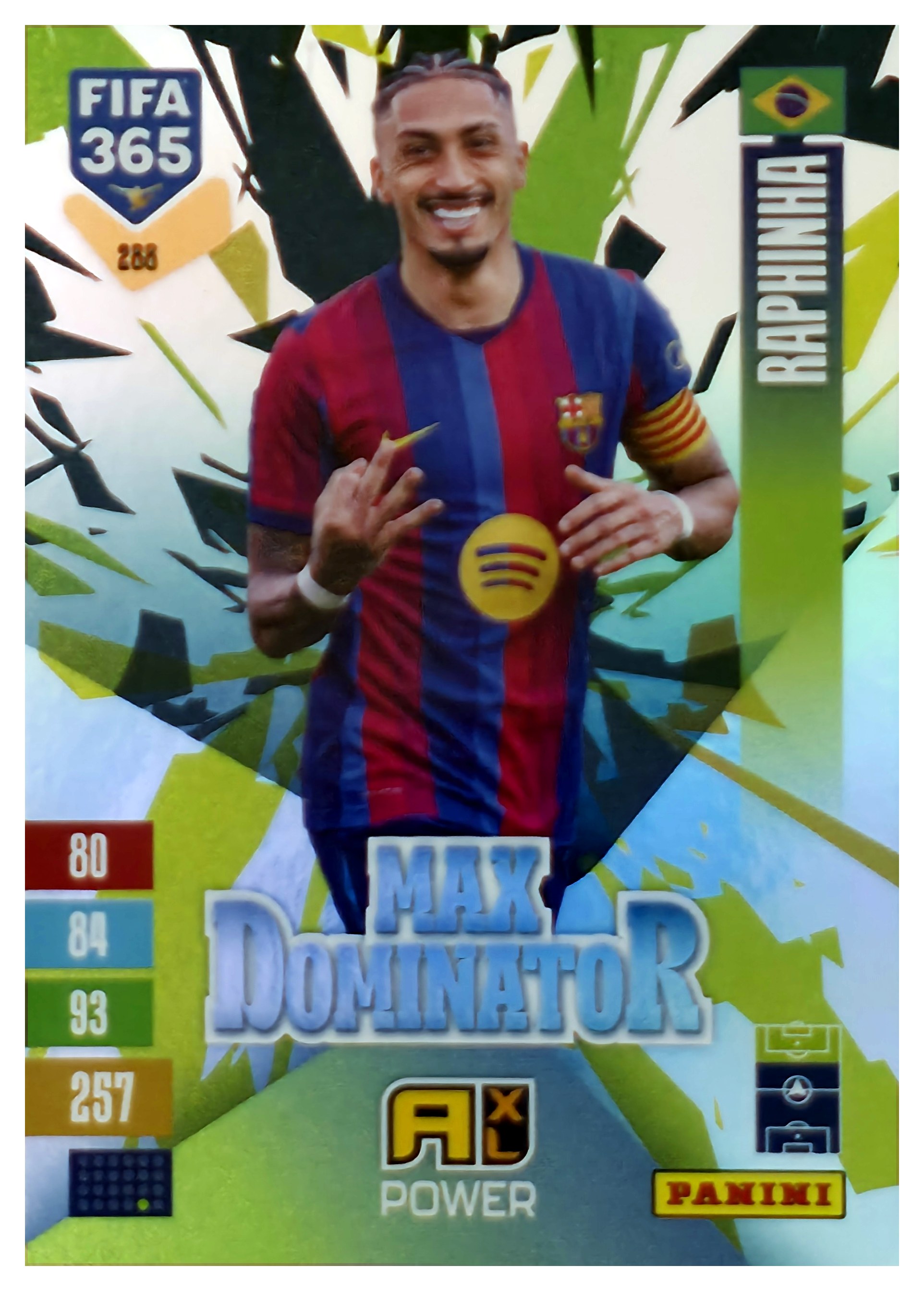 Raphinha - Panini Adrenalyn XL FIFA 365 Max Dominator 2026-27, Nr. 288 – Insert (Art.-Nr. SG110616)