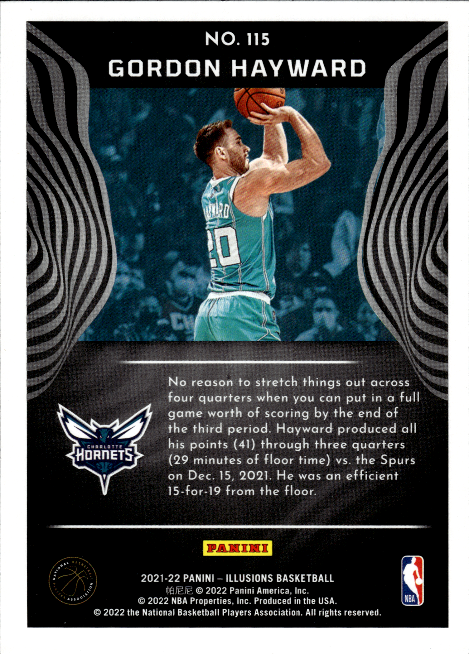 Gordon Hayward - Panini Illusions Base Set 2021-22, Nr. 115 – Trophy Collection Bronze