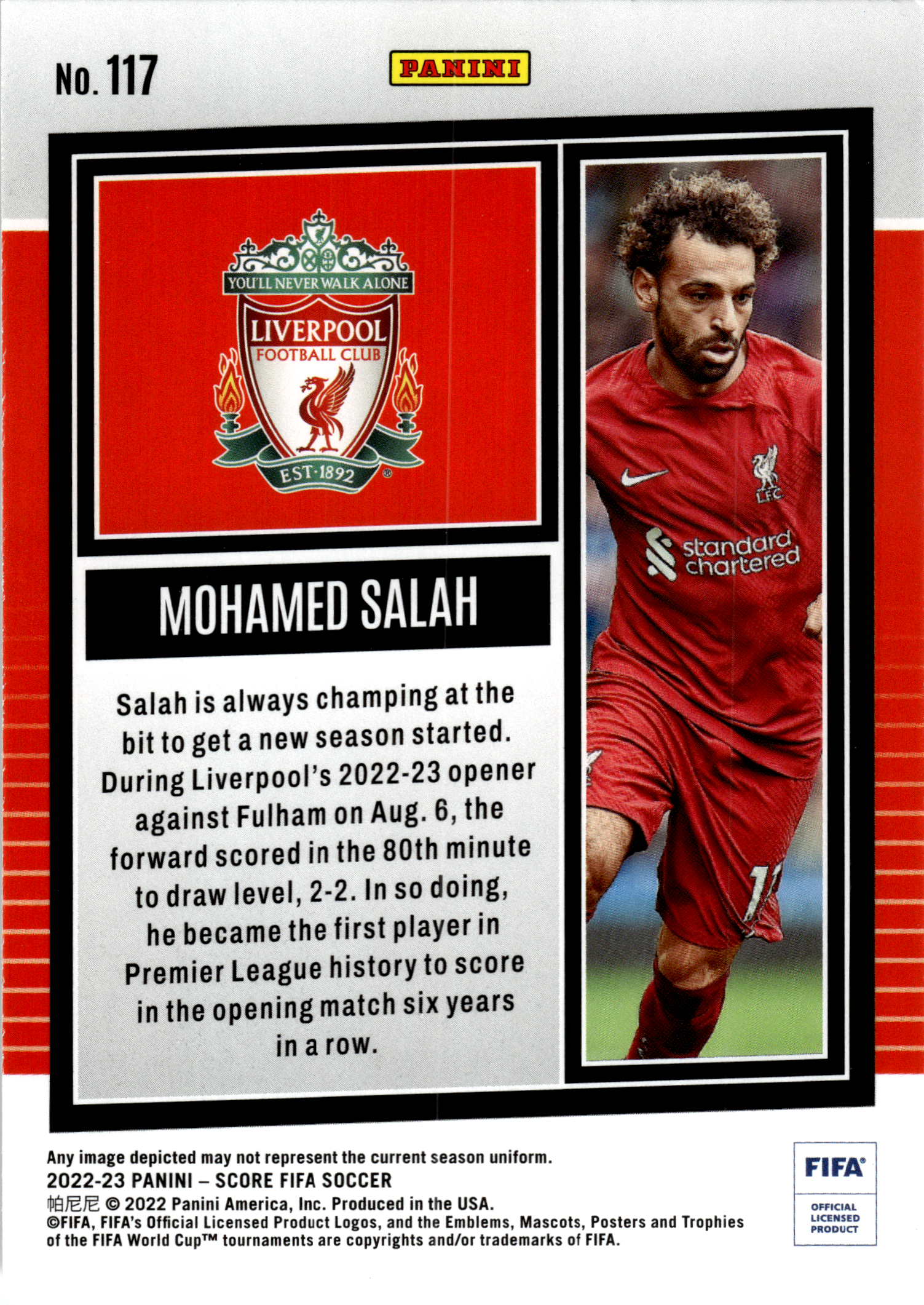 Mohamed Salah - Panini Score FIFA Soccer 2022-23, Nr. 117