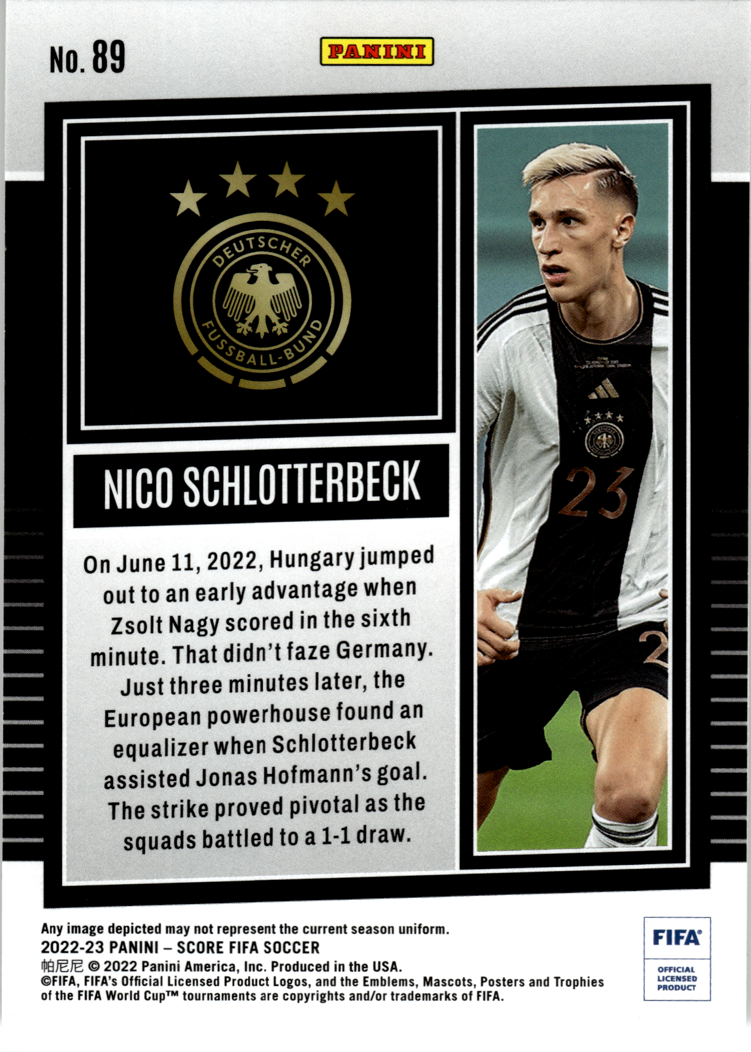 Nico Schlotterbeck - Panini Score FIFA Soccer 2022-23, Nr. 89