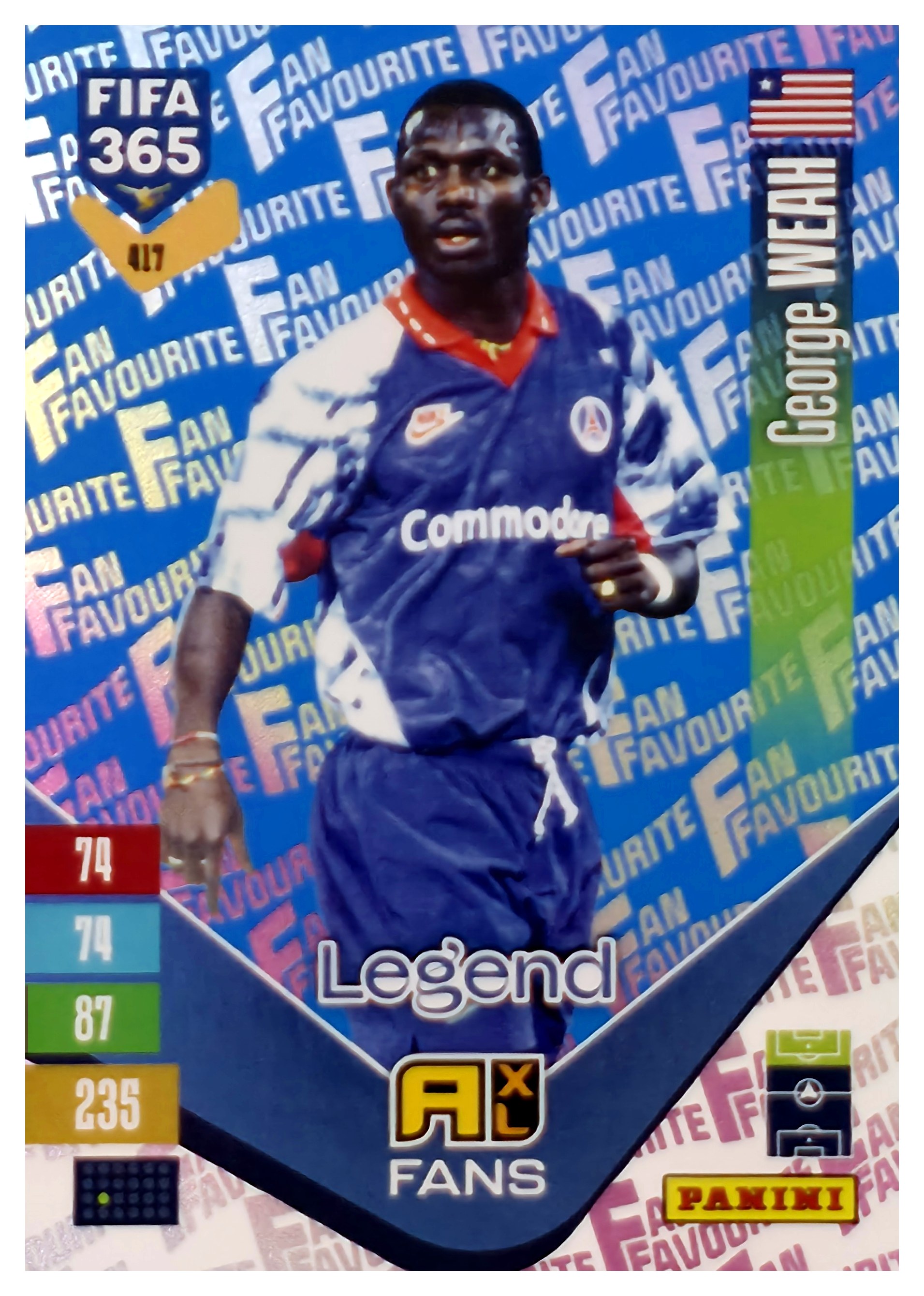 George Weah - Panini Adrenalyn XL FIFA 365 Fan Favourites 2026-27, Nr. 417 – Blue, Insert (Art.-Nr. SG110585)