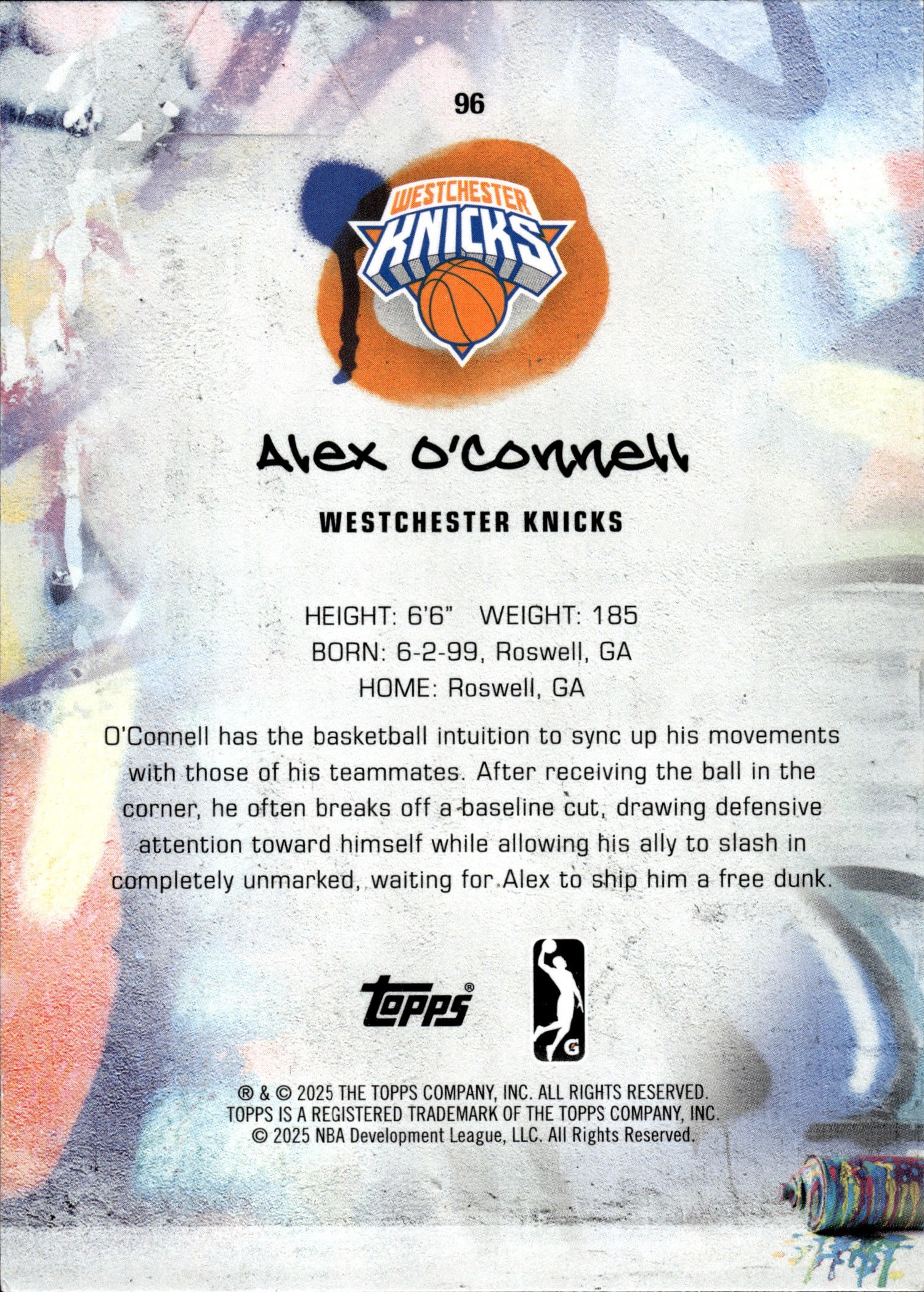 Alex O'Connell - Topps G League Base Set 2024-25, Nr. 96