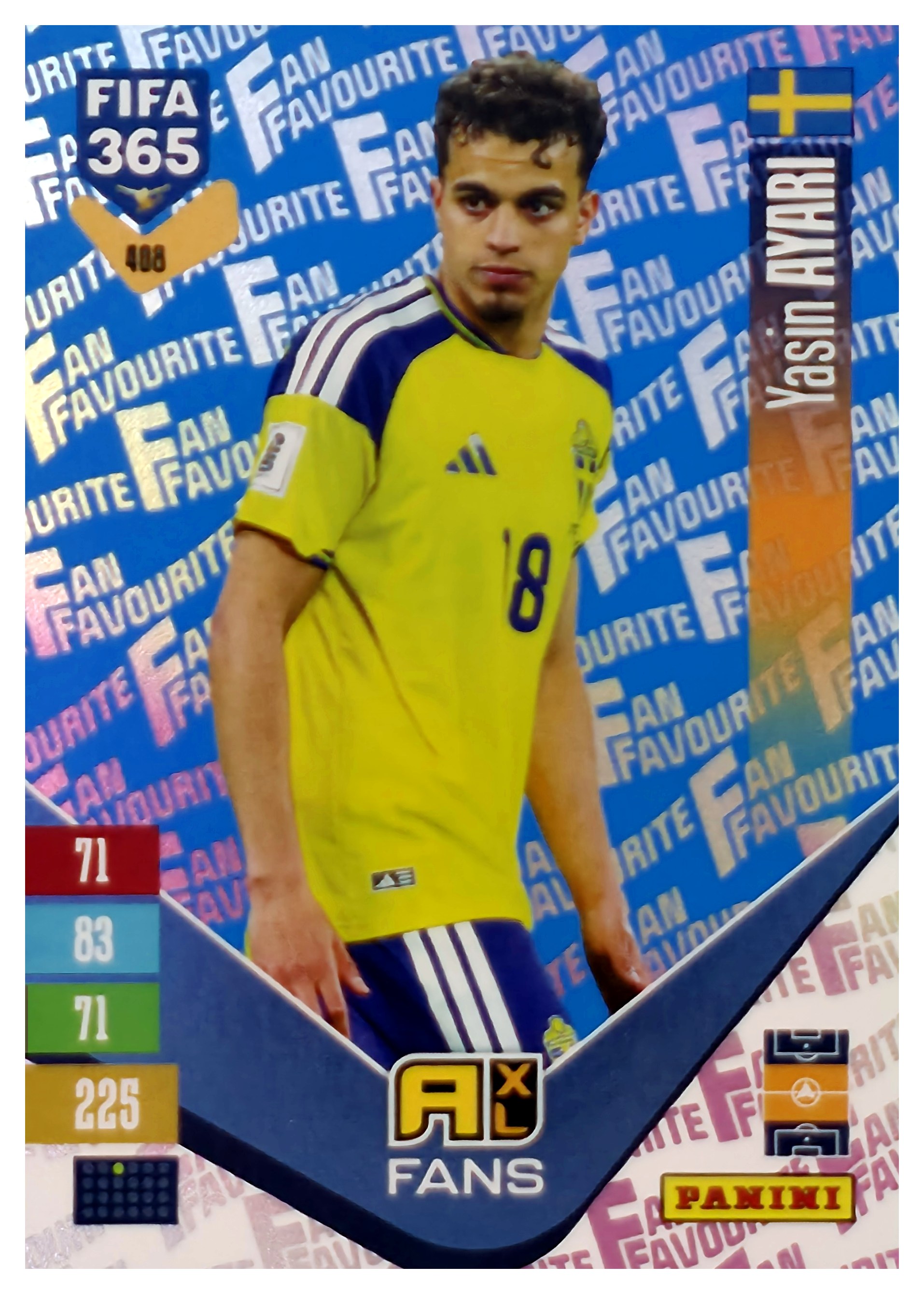 Yasin Ayari - Panini Adrenalyn XL FIFA 365 Fan Favourites 2026-27, Nr. 408 – Blue, Insert (Art.-Nr. SG110572)