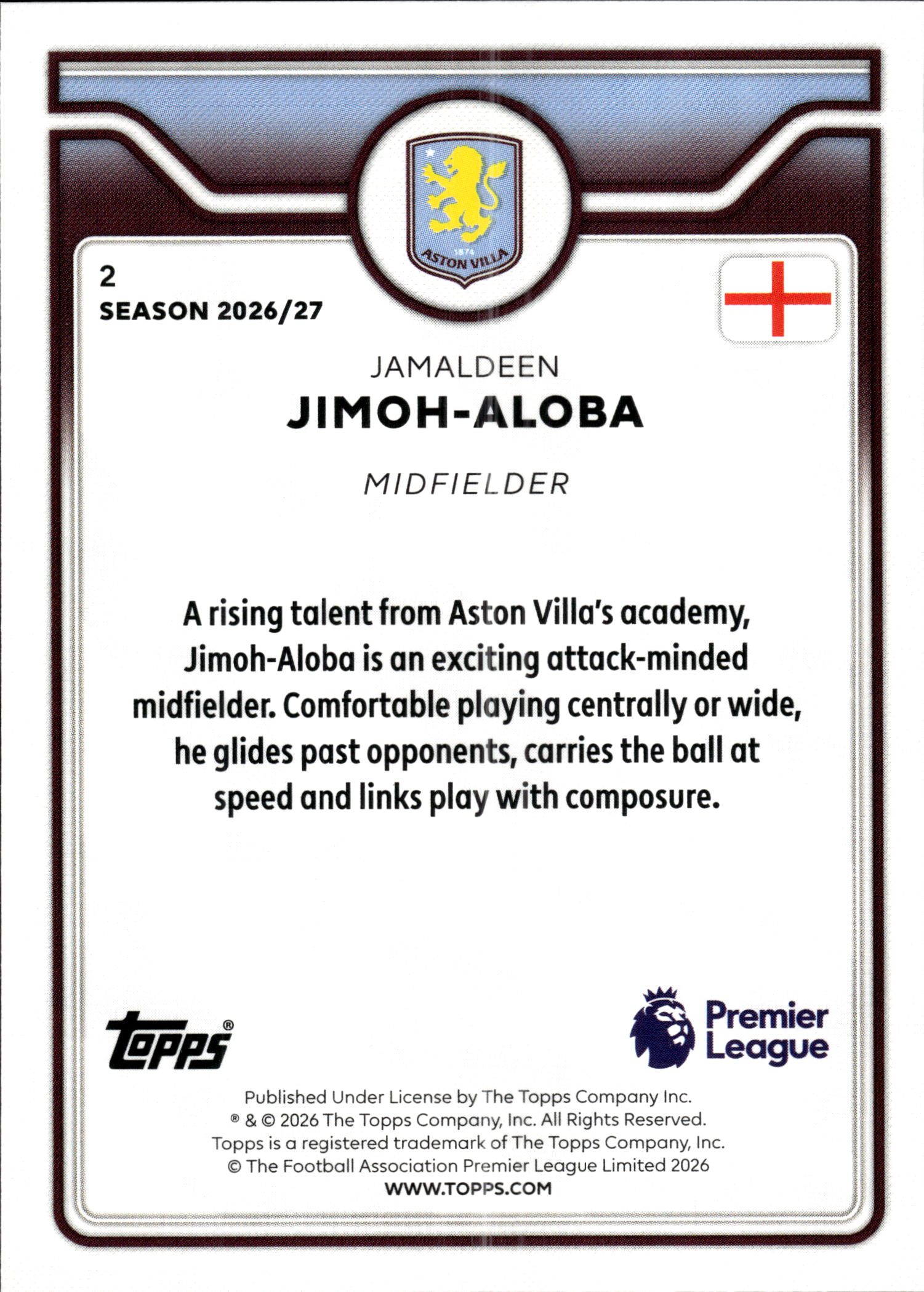Jamaldeen Jimoh-Aloba - Topps Flagship Premier League Future Stars 2026-27, Nr. 2