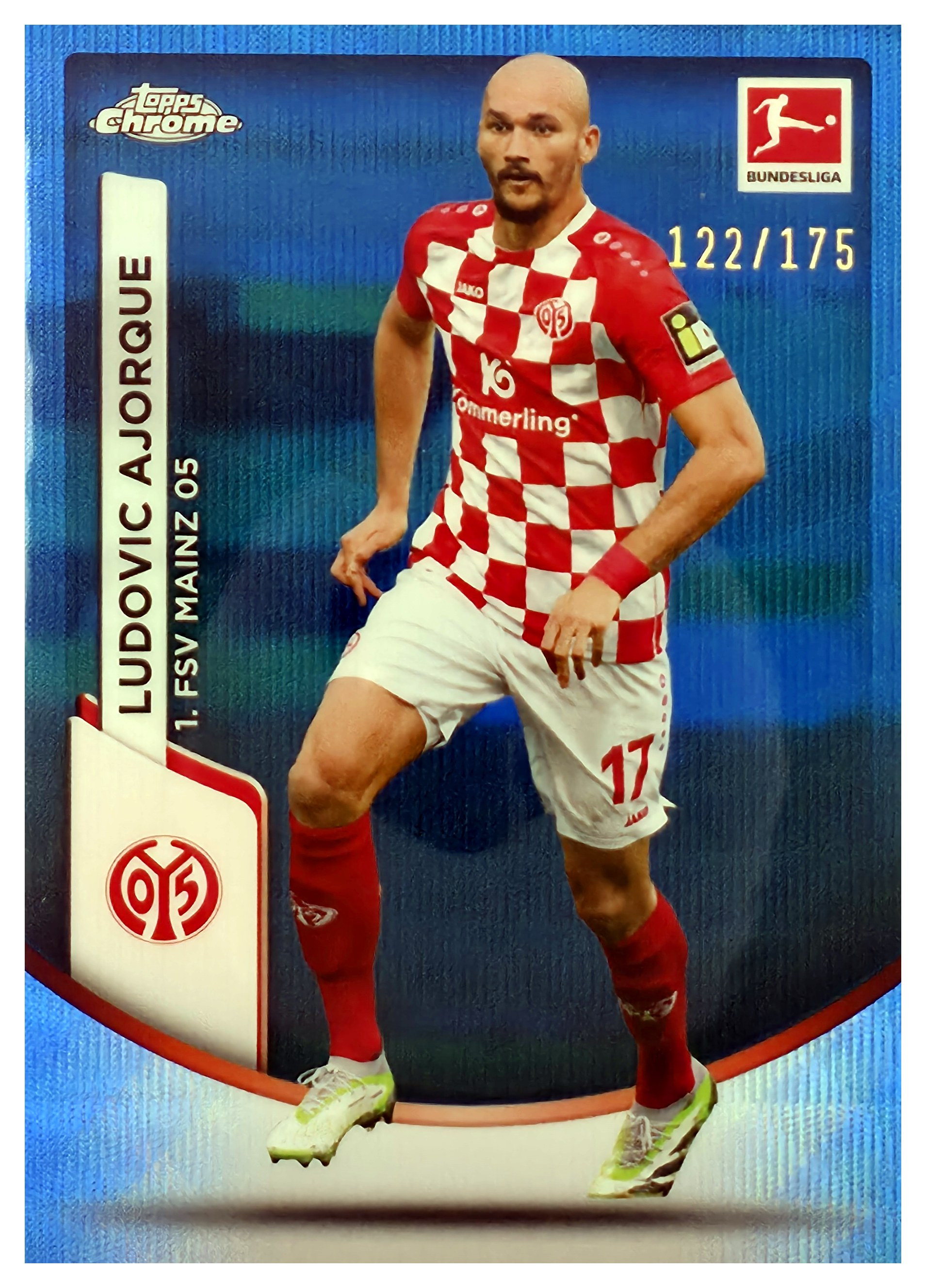 Ludovic Ajorque - Topps Chrome Bundesliga Base Set 2023-24, Nr. 70 – Nummeriert, Blue Wave Refractor (Art.-Nr. SG108711)