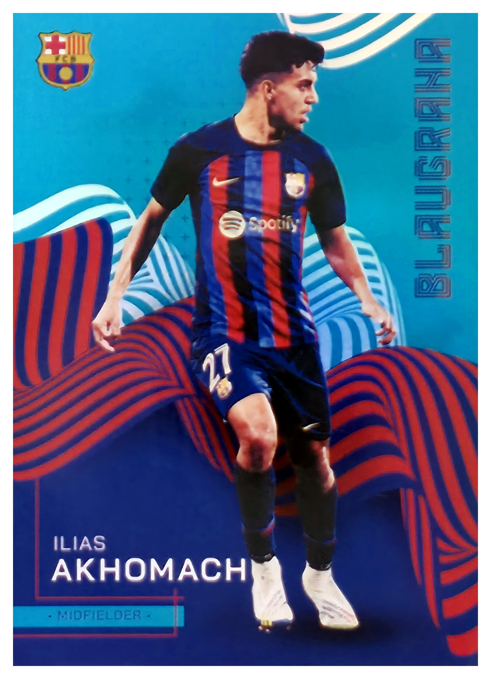 Ilias Akhomach - Topps FC Barcelona Team Set Blaugrana 2022-23, Nr. 41 – Nummeriert, Teal (Art.-Nr. SG108735)
