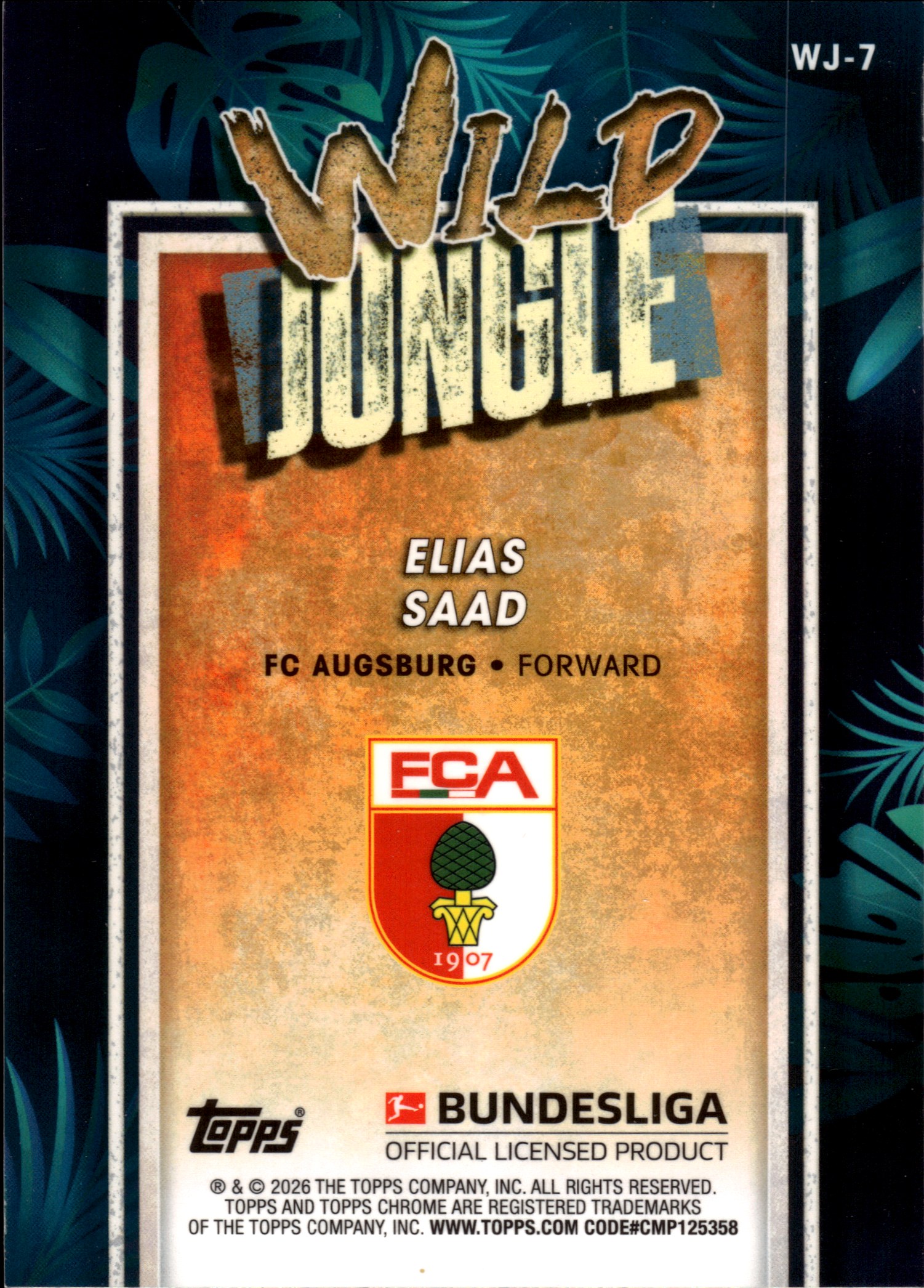 Elias Saad - Topps Chrome Bundesliga Wild Jungle 2025-26, Nr. WJ-7 – Insert