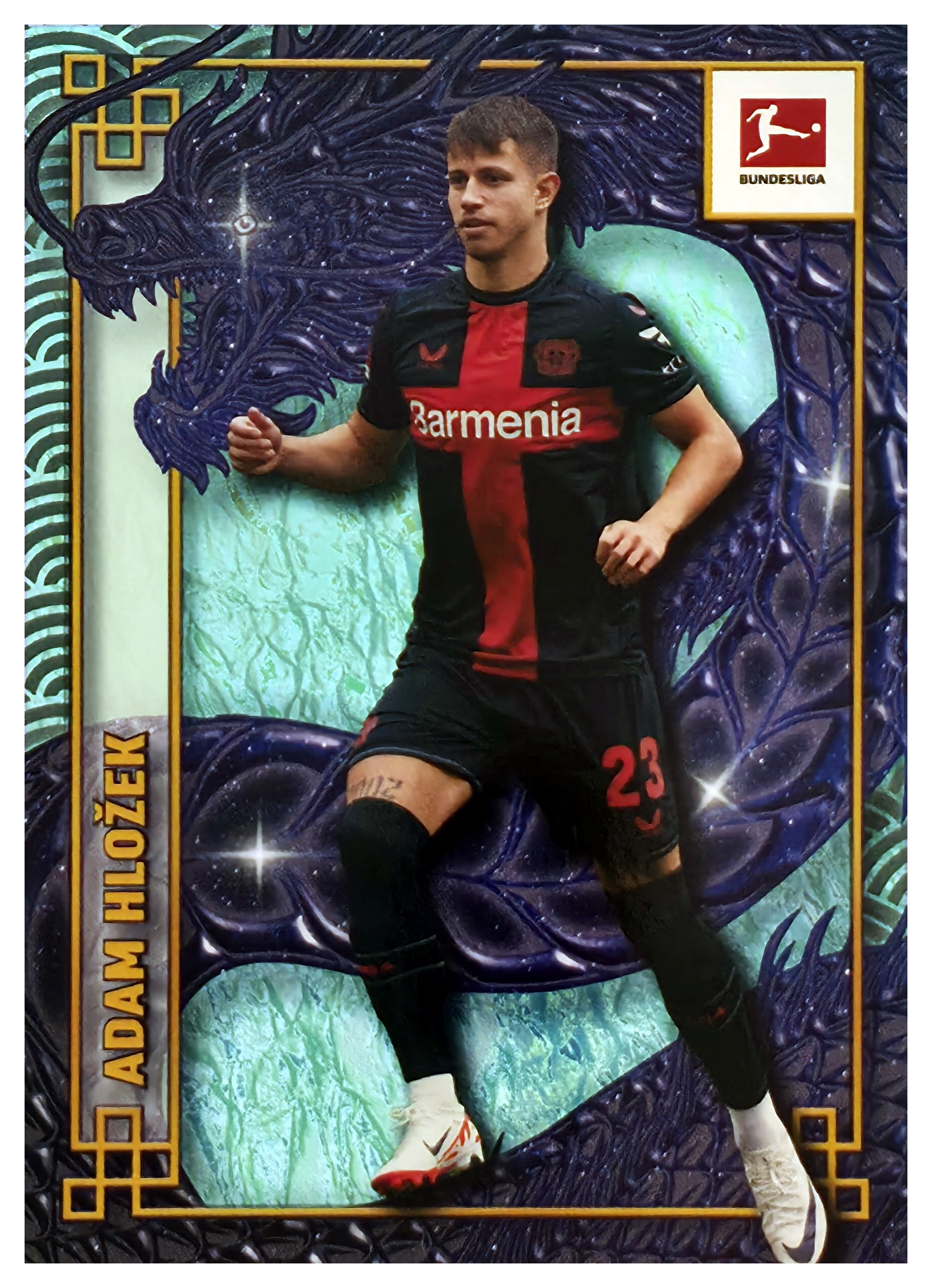 Adam Hložek - Topps Bundesliga Jade Edition Dragonheart 2023-24, Nr. DH-15 – Insert (Art.-Nr. SG109383)