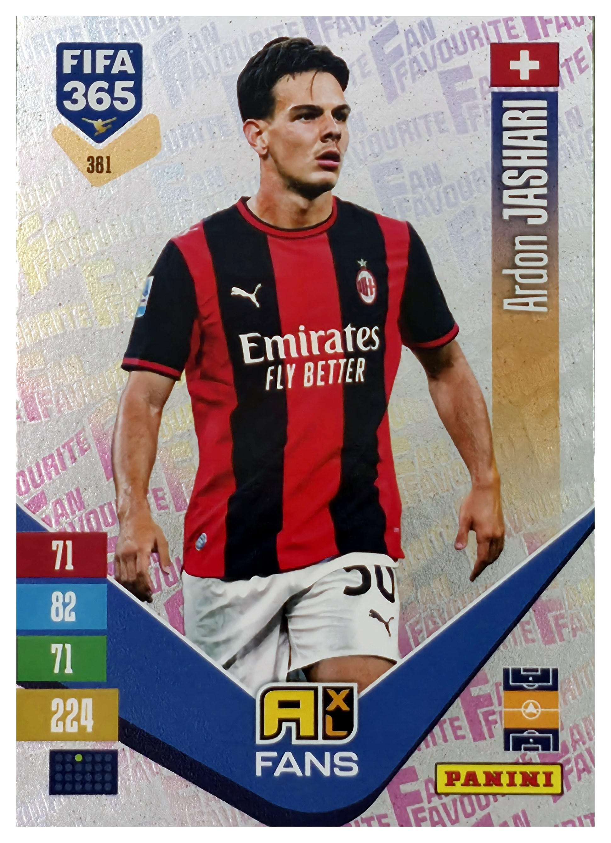 Ardon Jashari - Panini Adrenalyn XL FIFA 365 Fan Favourites 2026-27, Nr. 381 – Insert (Art.-Nr. SG110471)