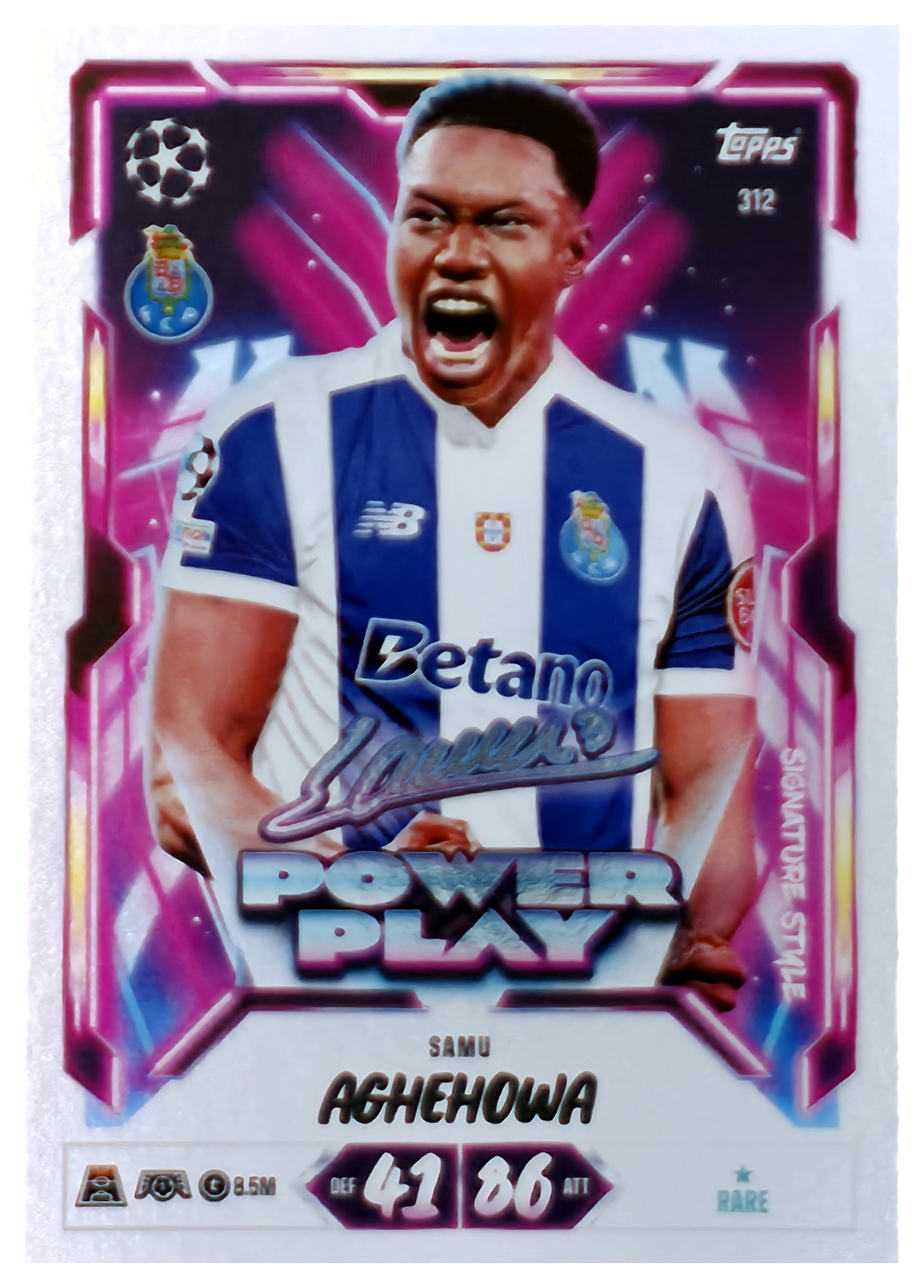 Samu Aghehowa - Topps Match Attax UEFA Club Competitions Power Play Signature Style 2026-27, Nr. 312 (Art.-Nr. SG107537)