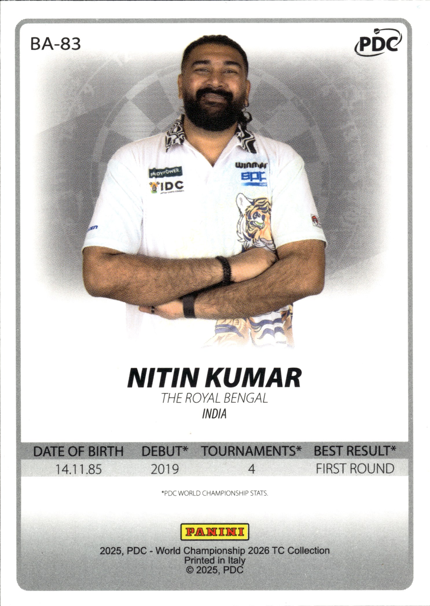 Nitin Kumar - Panini PDC World Championship TC Collection Base Set 2026, Nr. BA-83