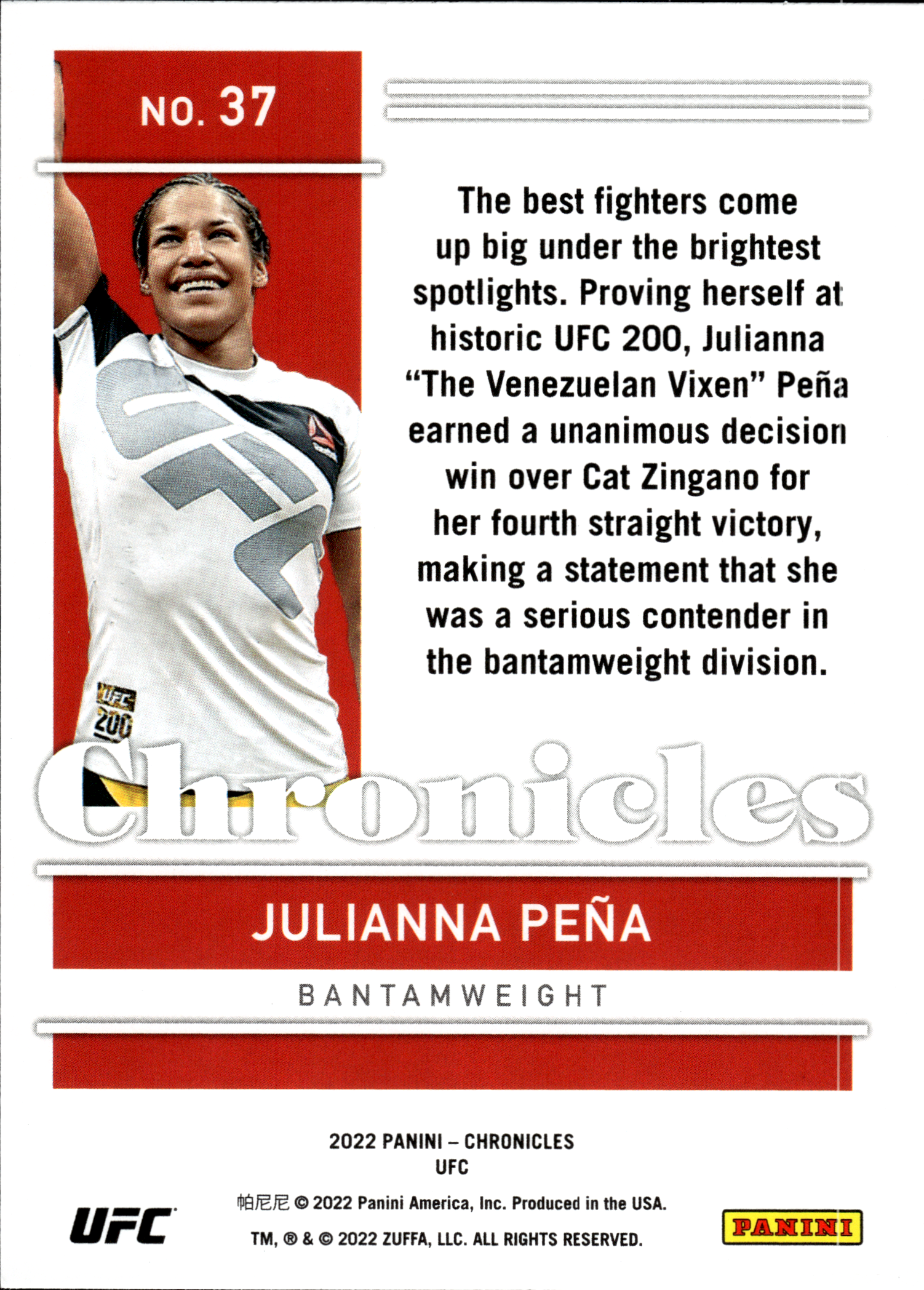 Julianna Peña - Panini Chronicles UFC Base Set 2022, Nr. 37