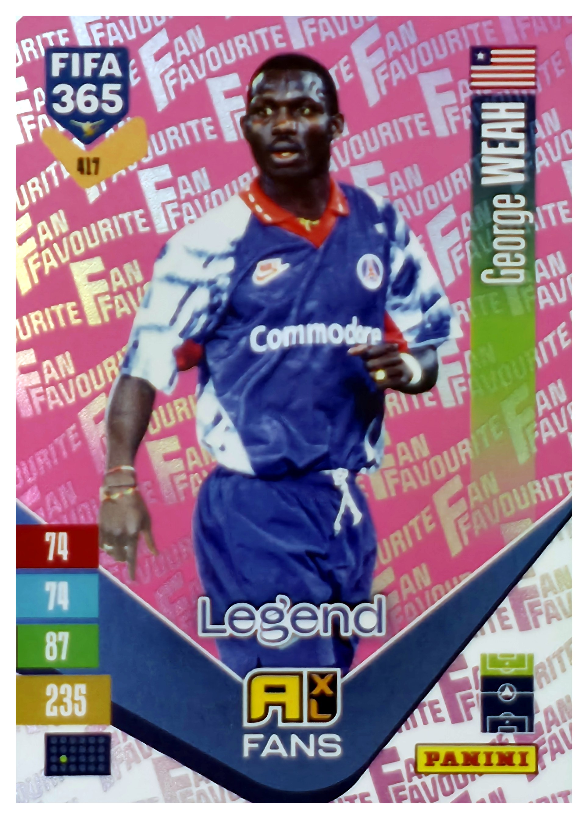 George Weah - Panini Adrenalyn XL FIFA 365 Fan Favourites 2026-27, Nr. 417 – Pink, Insert (Art.-Nr. SG110614)