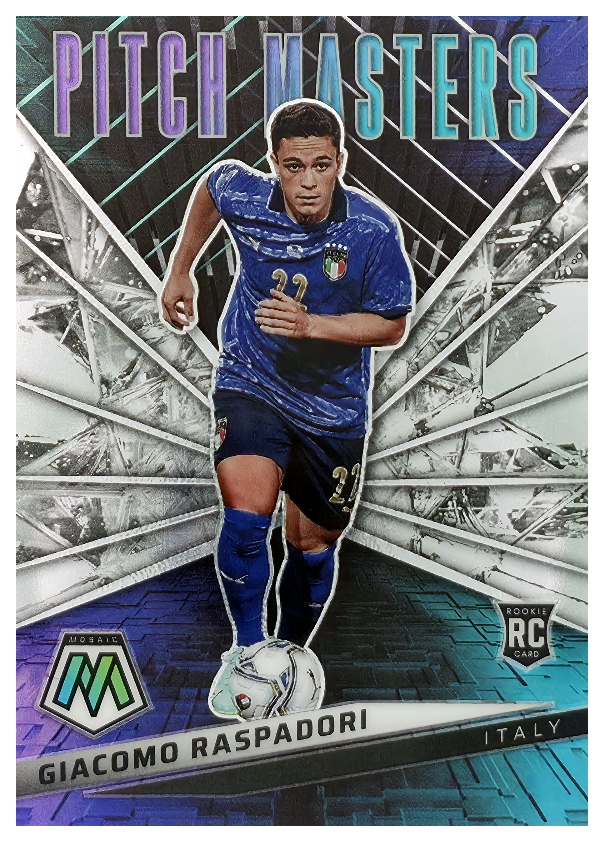 Giacomo Raspadori - Panini Mosaic FIFA Road to World Cup Pitch Masters 2021-22, Nr. 20 – Rookie Card, Insert (Art.-Nr. SG106047)