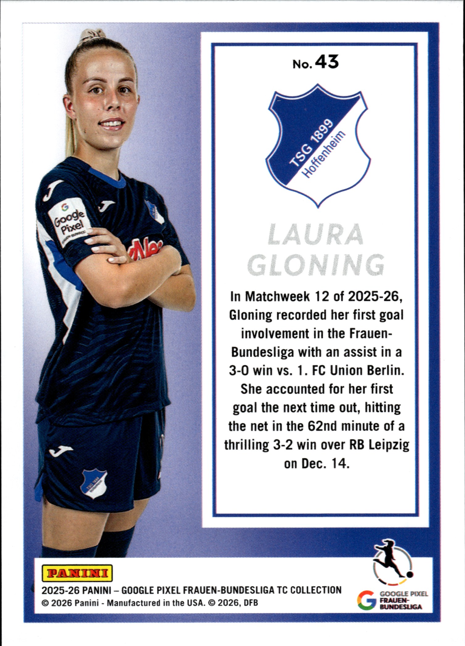 Laura Gloning - Panini Frauen-Bundesliga TC Collection Base Set 2025-26, Nr. 43