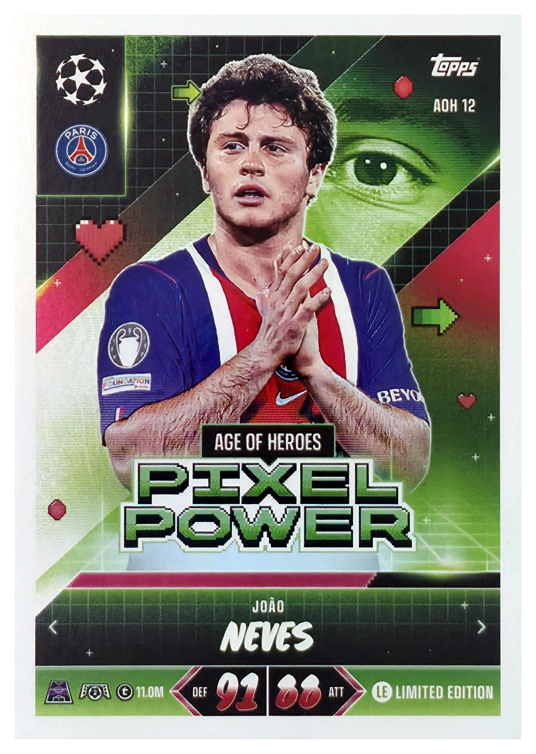 João Neves - Topps Match Attax UEFA Club Competitions Pixel Power 2026-27, Nr. AOH 12 (Art.-Nr. SG107439)