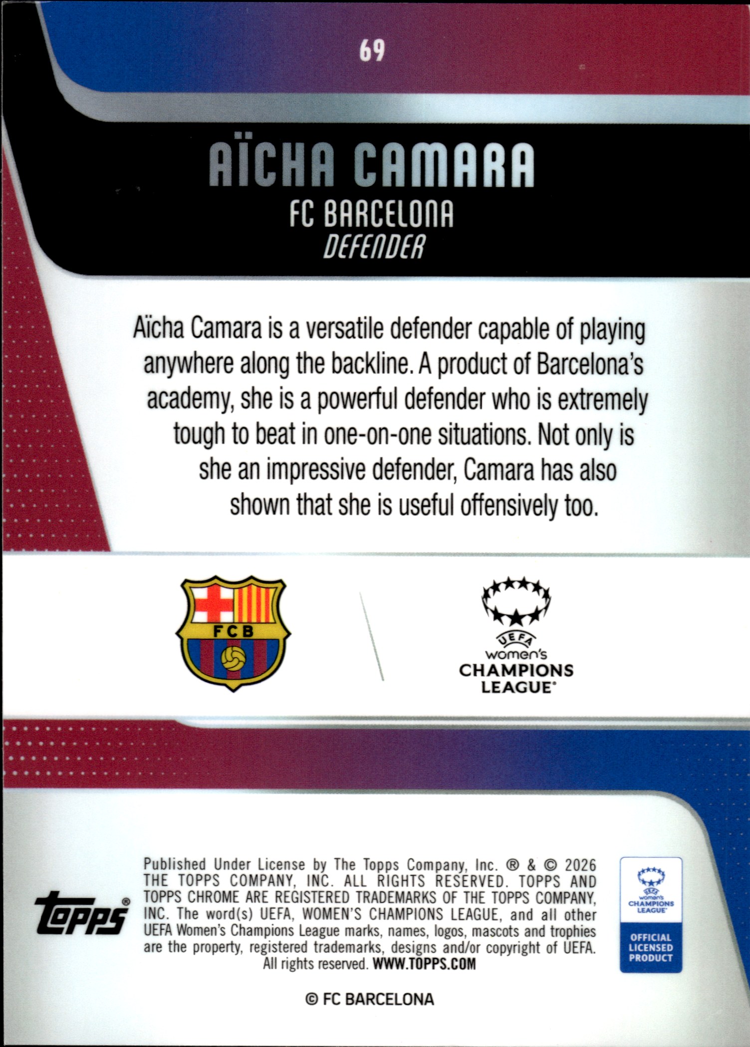 Aïcha Camara - Topps Chrome UEFA Women's Champions League Base Set 2025-26, Nr. 69 – Rookie Card