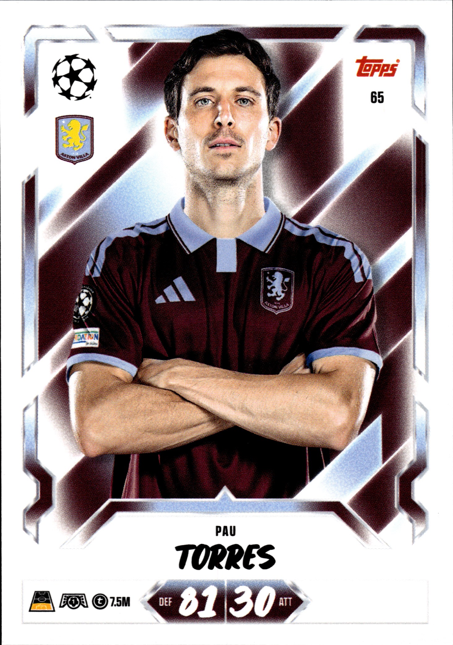 Pau Torres - Topps Match Attax UEFA Club Competitions Base Set 2026-27, Nr. 65 (Art.-Nr. SG107131)