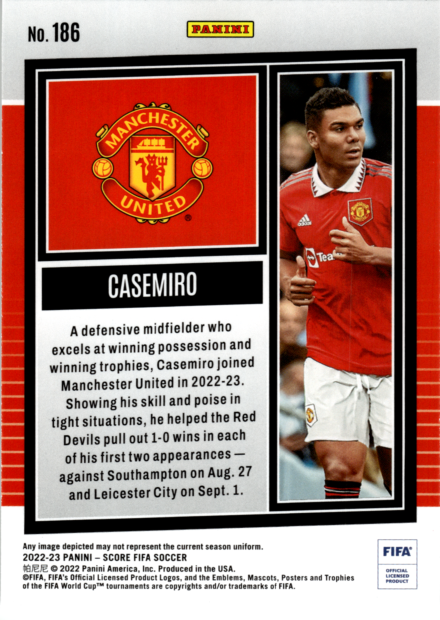 Casemiro - Panini Score FIFA Soccer 2022-23, Nr. 186