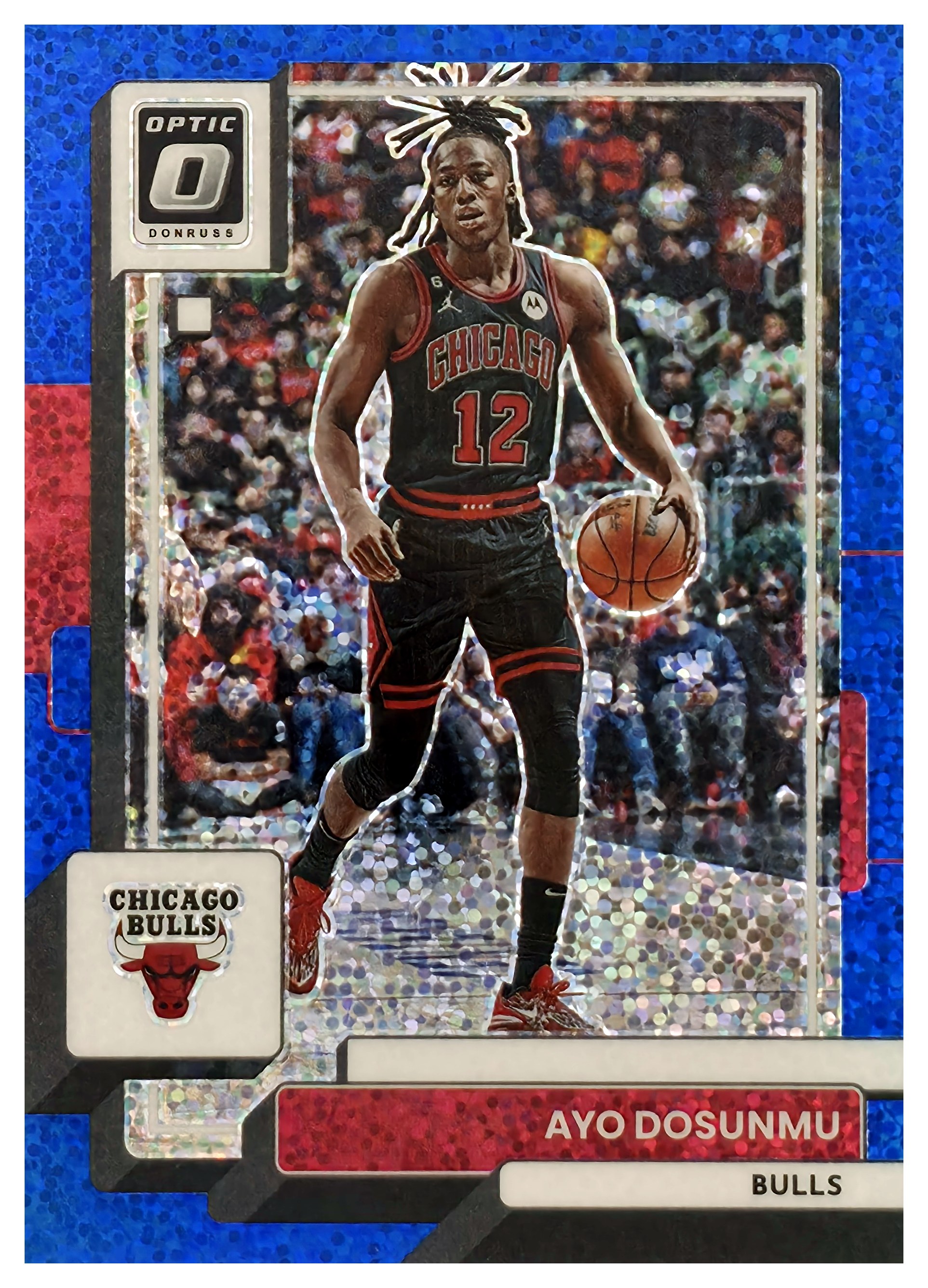 Ayo Dosunmu - Panini Donruss Optic Base Set 2022-23, Nr. 63 – Nummeriert, Blue Sparkle (Art.-Nr. SG108786)