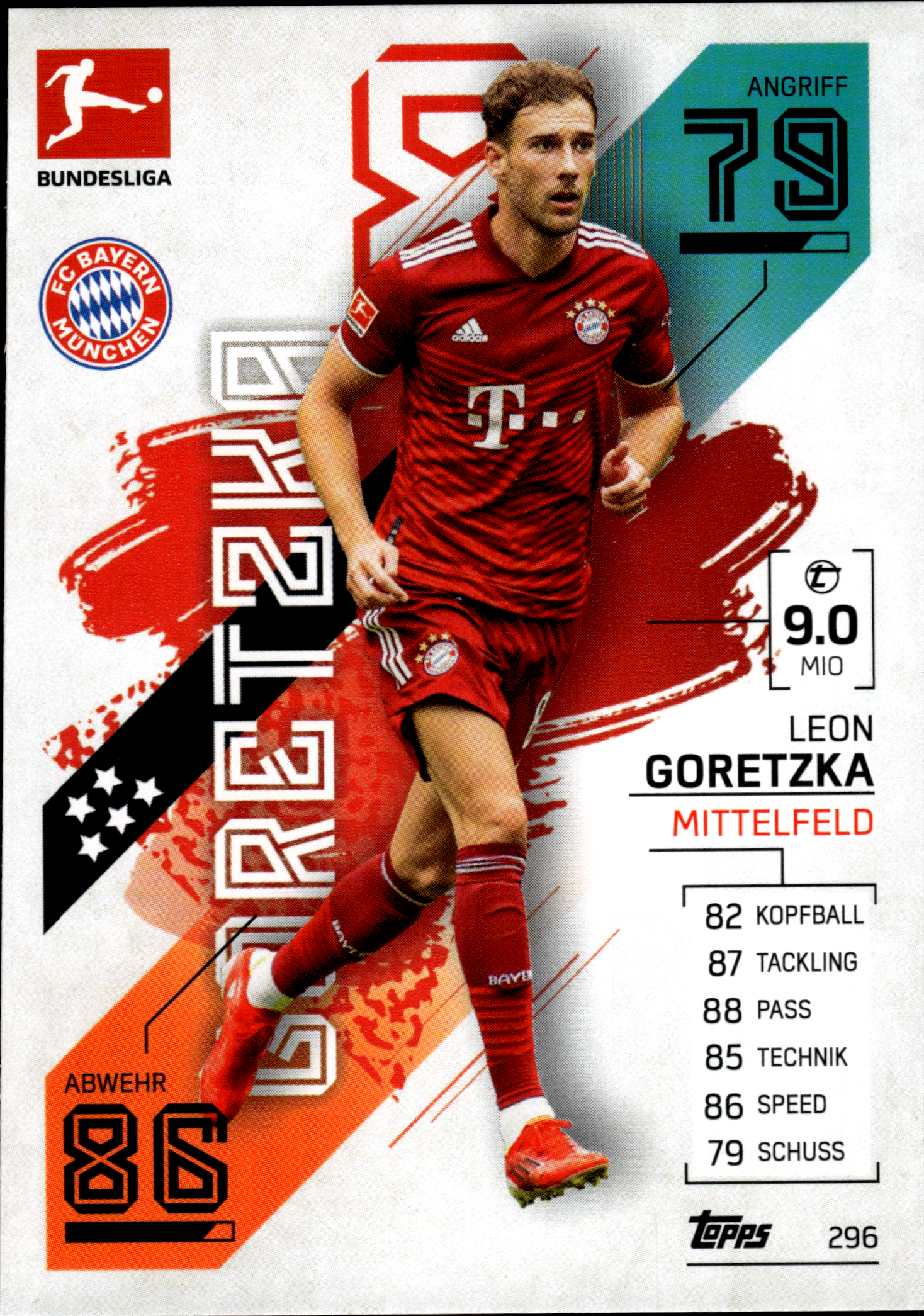 Leon Goretzka - Topps Match Attax Bundesliga 2021-22, Nr. 296 (Art.-Nr. SG103030)