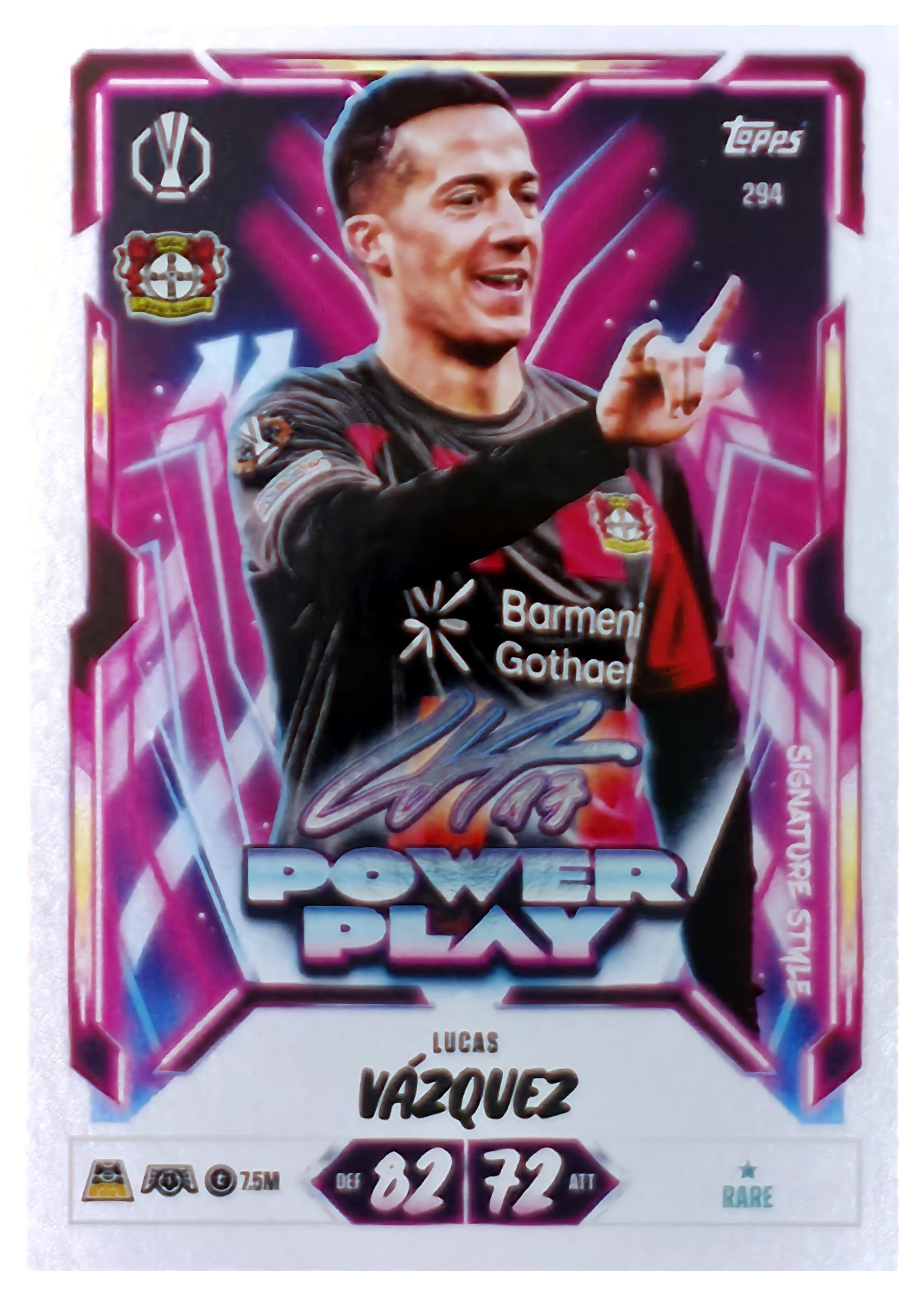 Lucas Vázquez - Topps Match Attax UEFA Club Competitions Power Play Signature Style 2026-27, Nr. 294