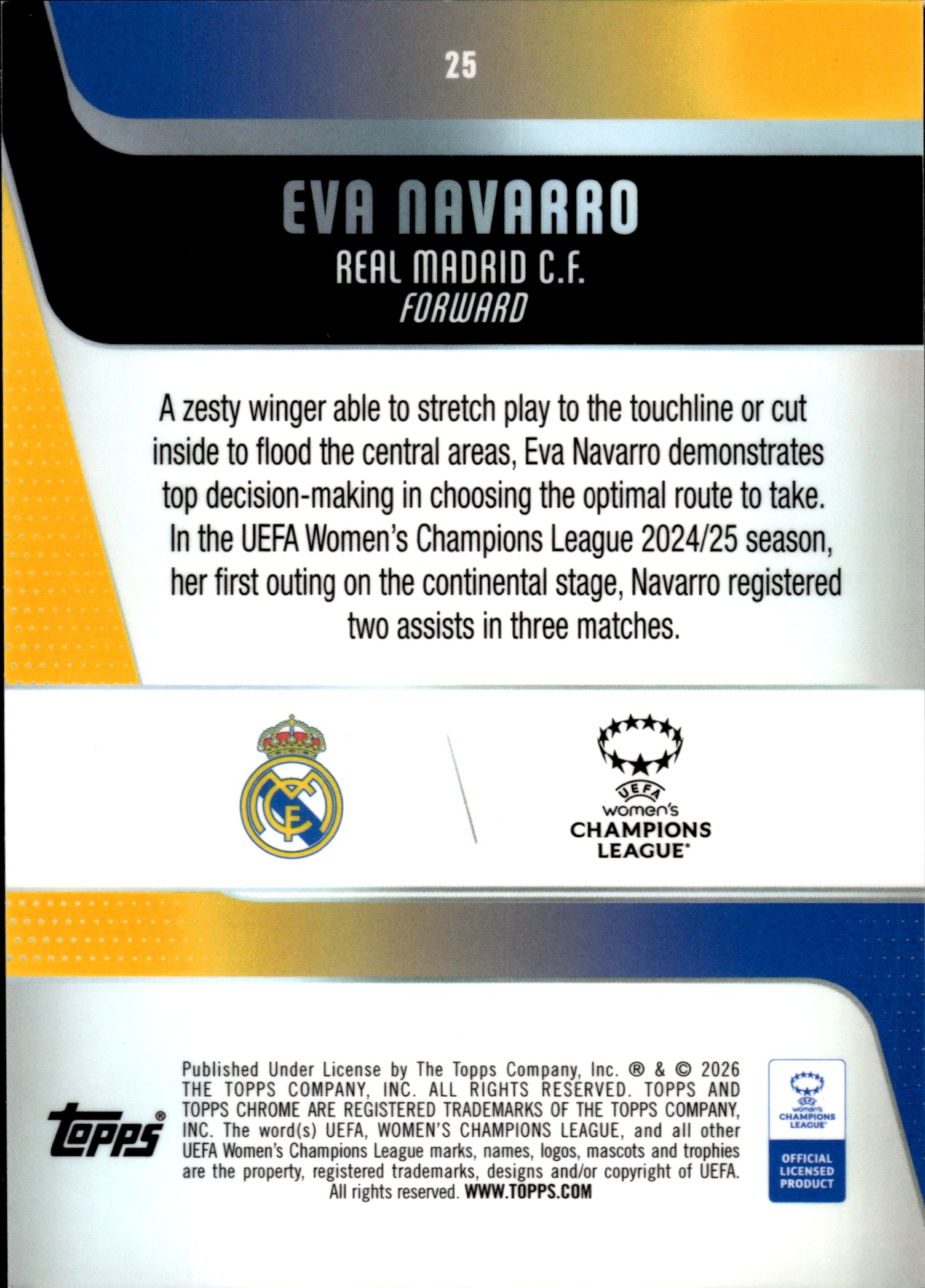 Eva Navarro - Topps Chrome UEFA Women's Champions League Base Set 2025-26, Nr. 25