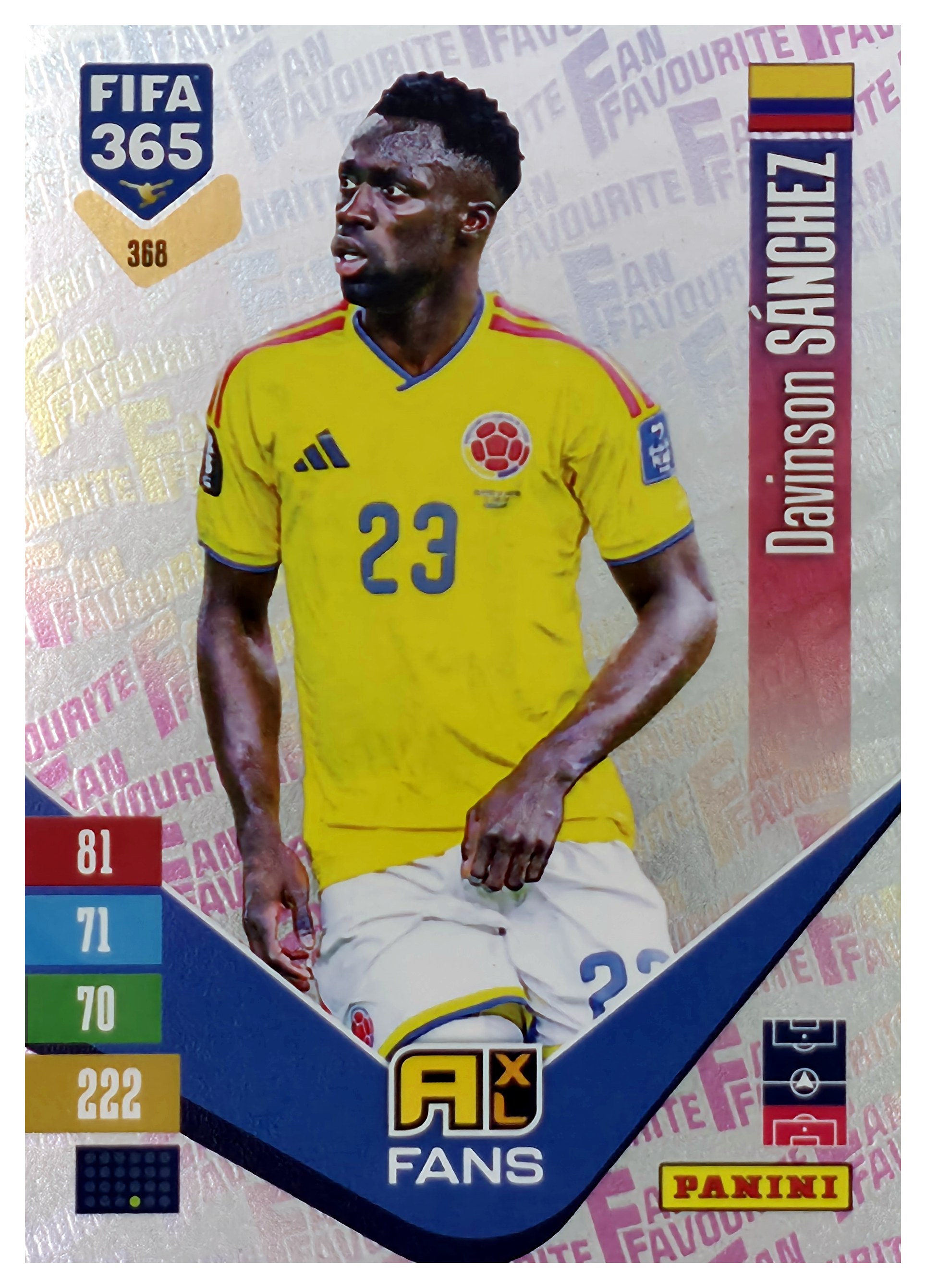 Davinson Sánchez - Panini Adrenalyn XL FIFA 365 Fan Favourites 2026-27, Nr. 368 – Insert (Art.-Nr. SG110490)