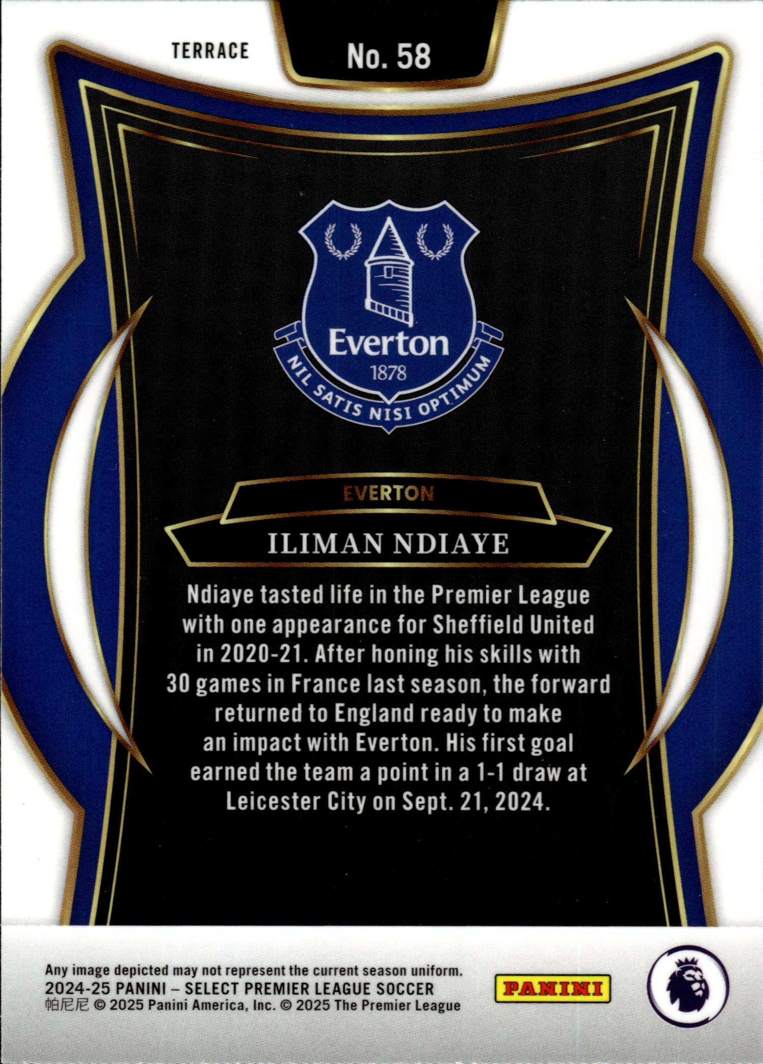 Iliman Ndiaye - Panini Select Premier League Terrace 2024-25, Nr. 58