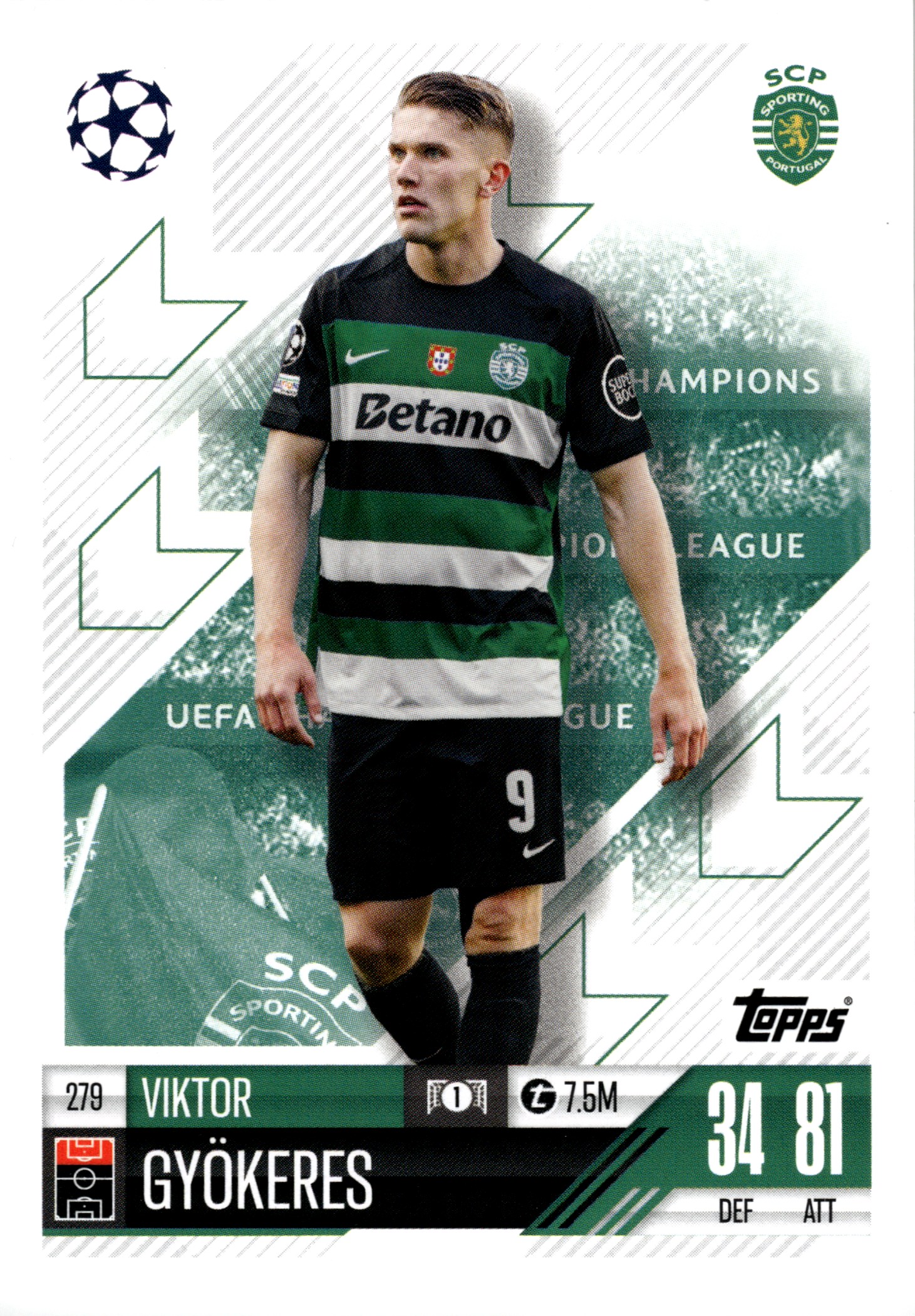 Viktor Gyökeres - Topps Match Attax UEFA Club Competitions Base Set 2024-25, Nr. 279 (Art.-Nr. SG107964)
