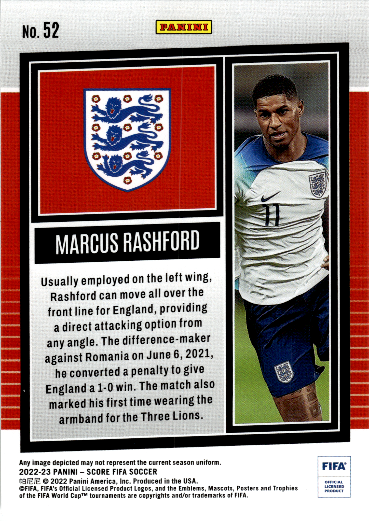 Marcus Rashford - Panini Score FIFA Soccer 2022-23, Nr. 52