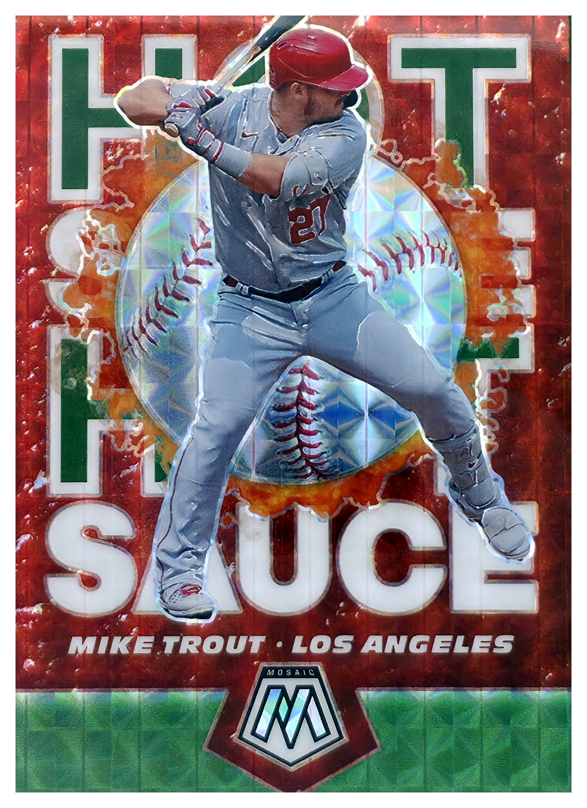 Mike Trout - Panini Mosaic Hot Sauce 2021, Nr. HS1 – Silver Prizm, Insert (Art.-Nr. SG106212)