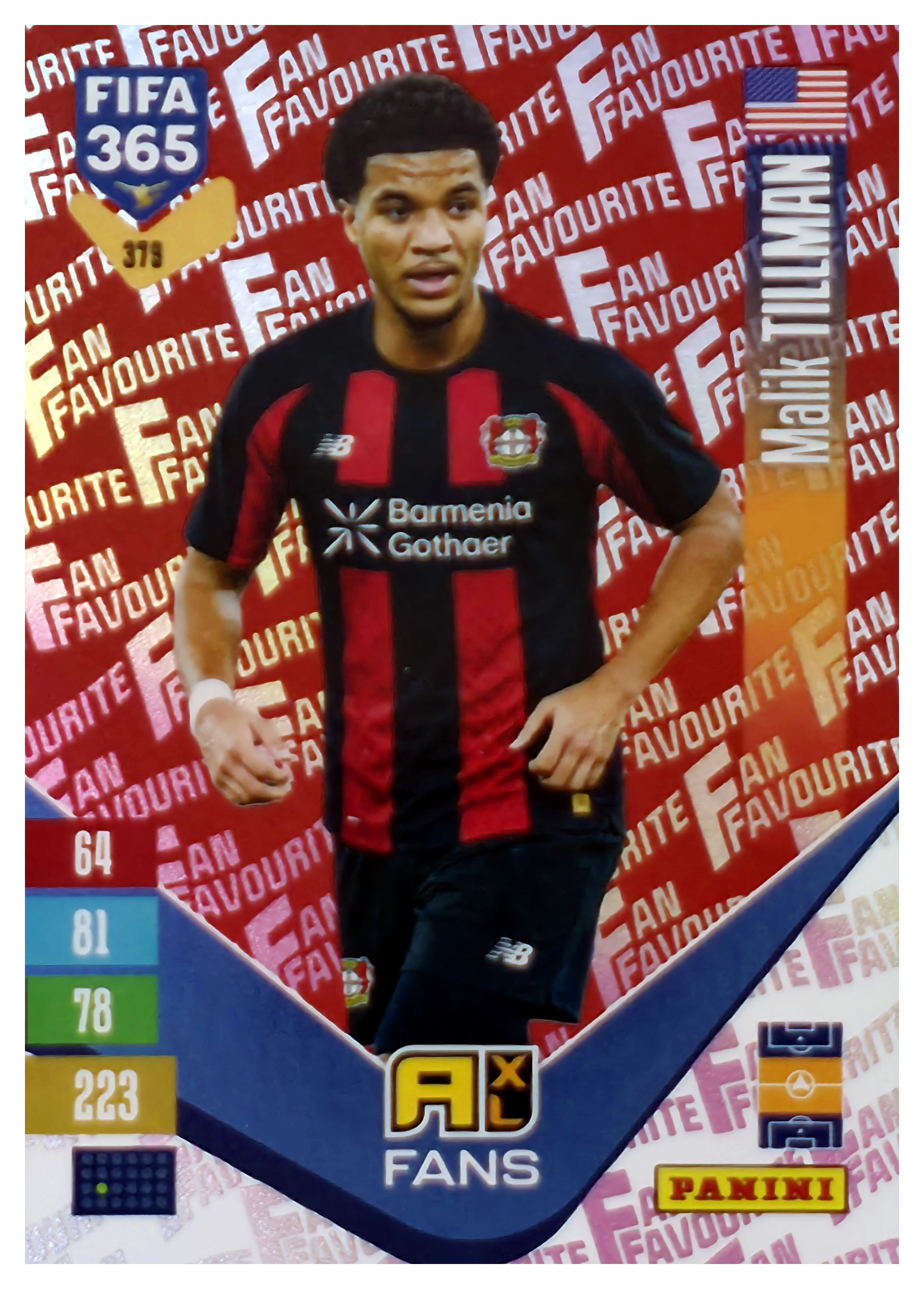 Malik Tillman - Panini Adrenalyn XL FIFA 365 Fan Favourites 2026-27, Nr. 379 – Red, Insert (Art.-Nr. SG110599)