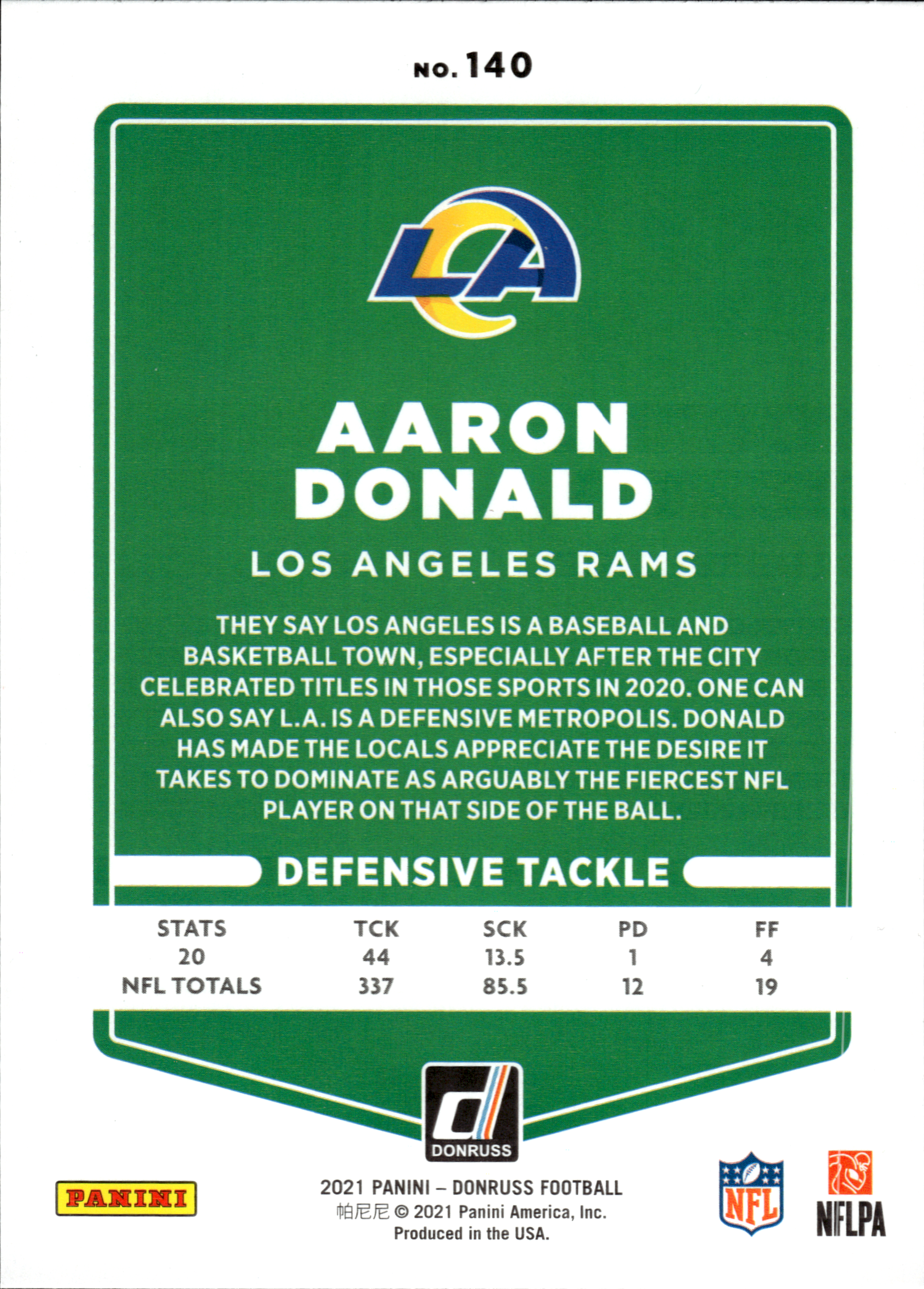Aaron Donald - Panini Donruss Base Set 2021, Nr. 140