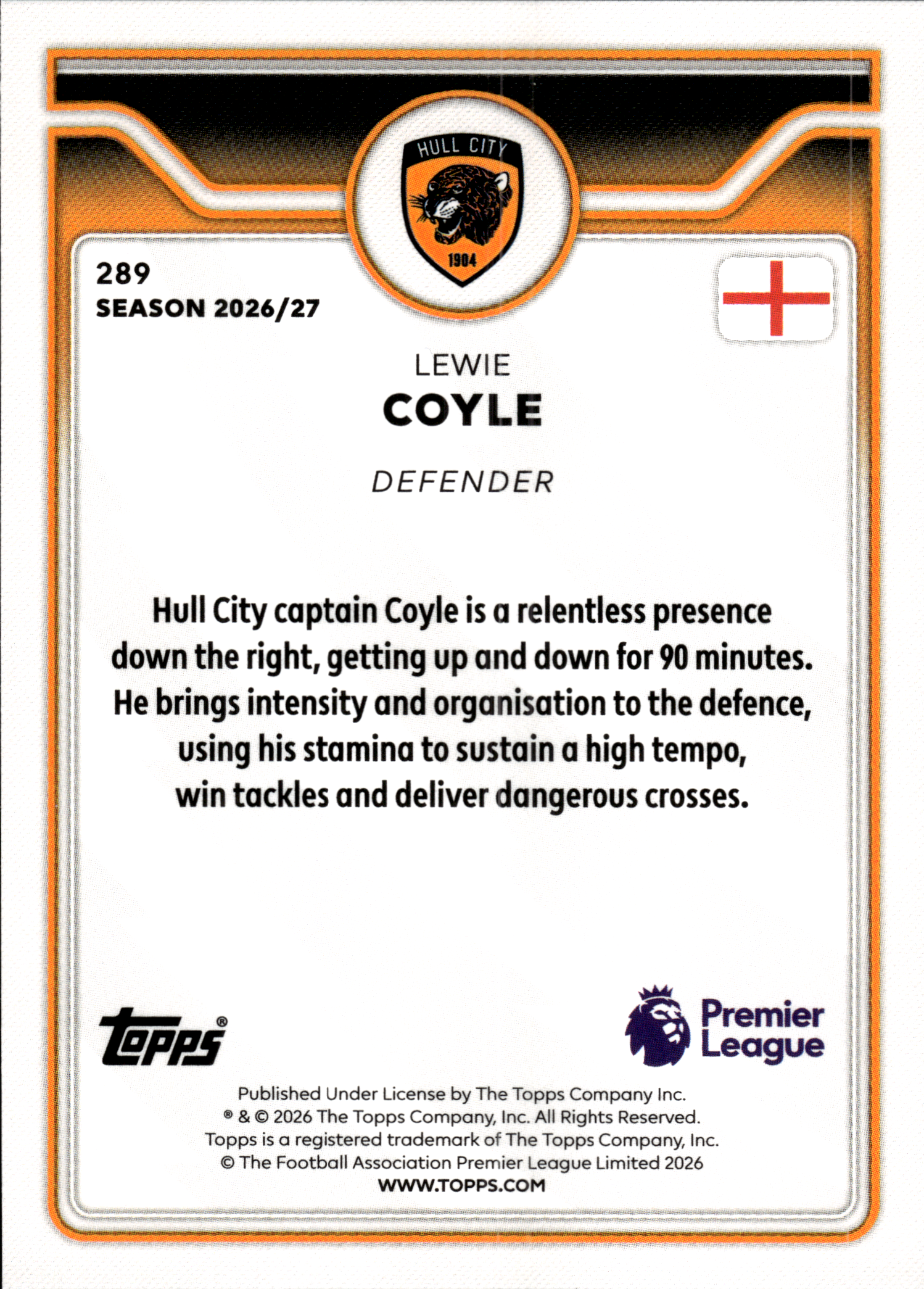 Lewie Coyle - Topps Flagship Premier League Base Set 2026-27, Nr. 289