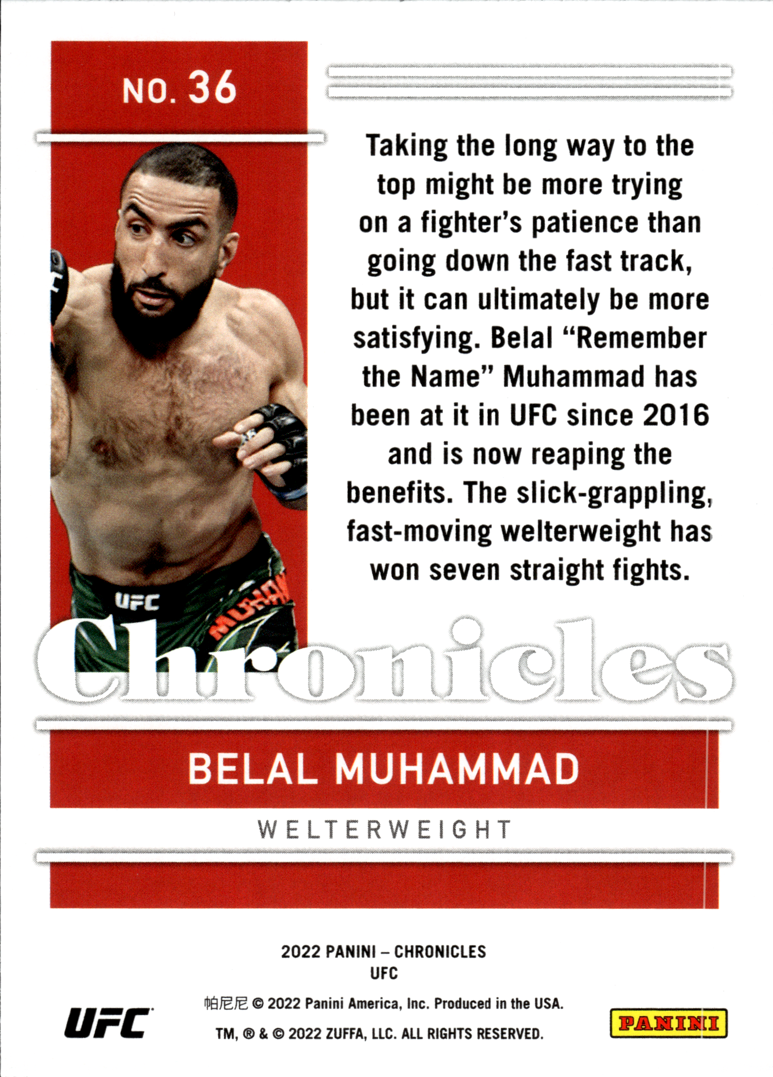 Belal Muhammad - Panini Chronicles UFC Base Set 2022, Nr. 36