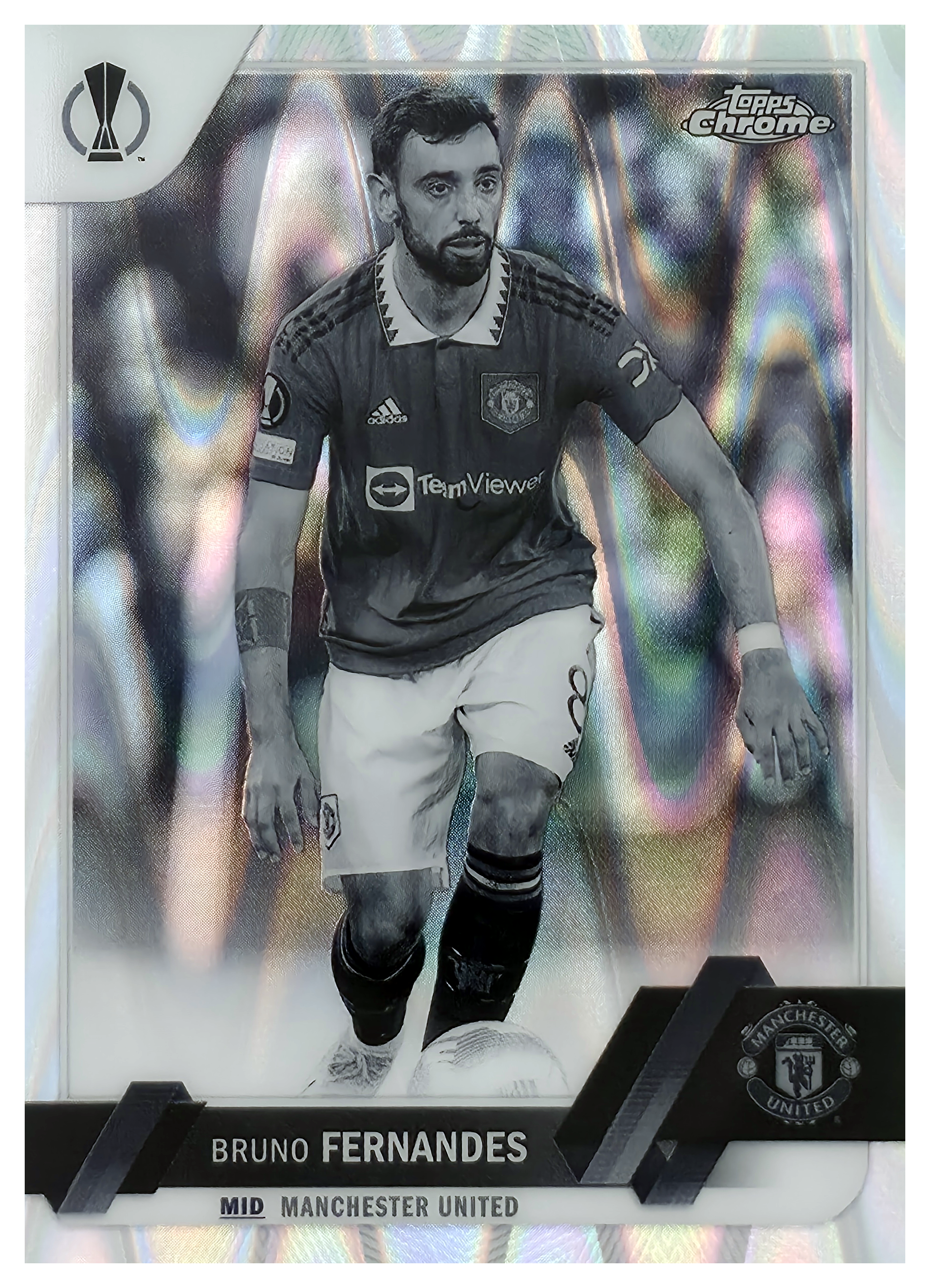 Bruno Fernandes - Topps Chrome UEFA Club Competitions Base Set 2022-23, Nr. 8 – Black & White Ray Wave Refractor (Art.-Nr. SG106416)
